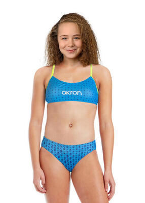 Akron girls bells zwem-bikini - hemelsblauw/geel - maat 30