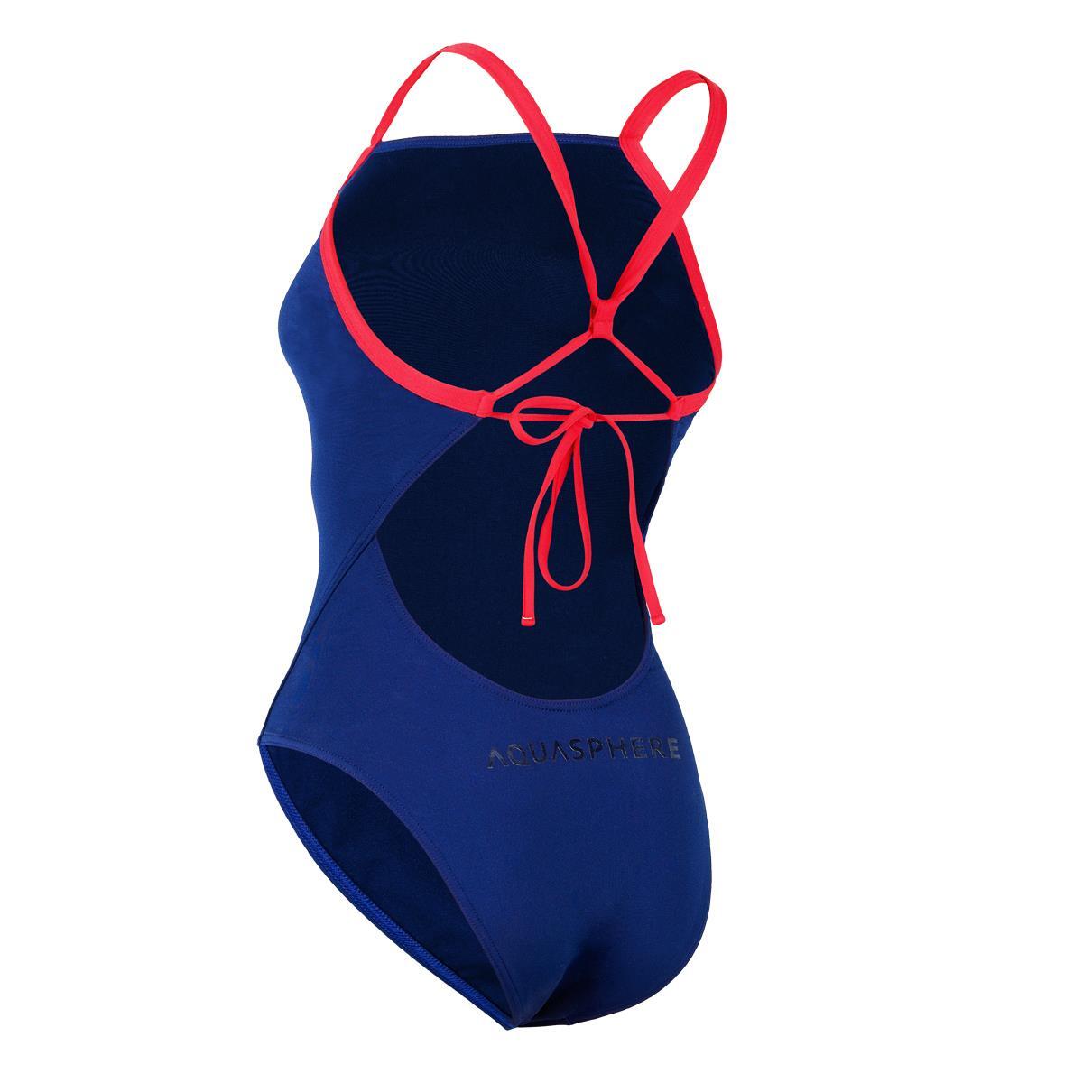 Aquasphere Maiô Essentials com amarração nas costas - Azul-marinho / Vermelho 5/6