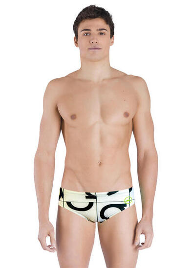 Slip de bain Akron Harlem homme - Blanc/Noir - UK 20