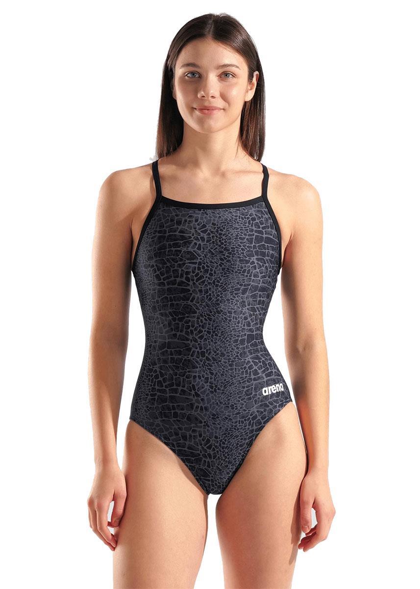 Maillot Arena Snakeskin Lightdrop Back femme - Noir - Taille 28 5/5