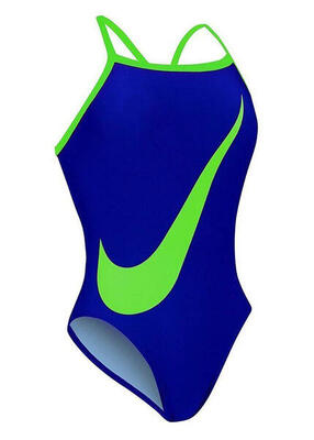 Nike big swoosh meisjesbadpak royalblauw maat 8 jaar