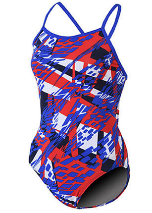 Dolfin Maillot de bain Zephyr pour fille - Rouge / Blanc / Bleu