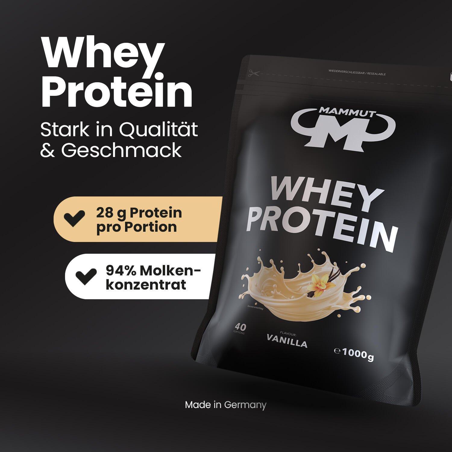Whey Protein - Vanilla - 1000 g Zipp-Beutel 3/5