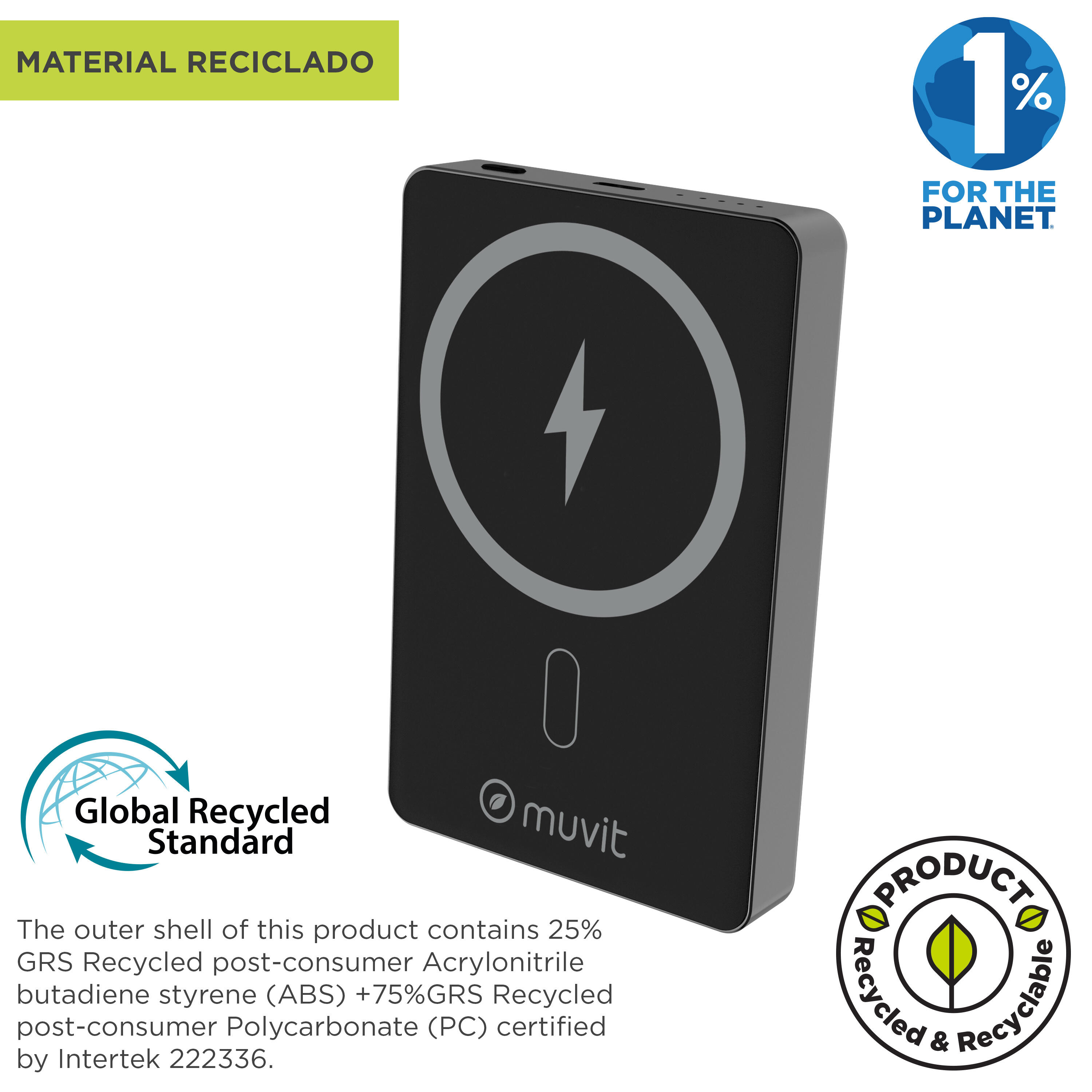 muvit for change powerbank Aluminio 10000mAh Magsafe 3/5