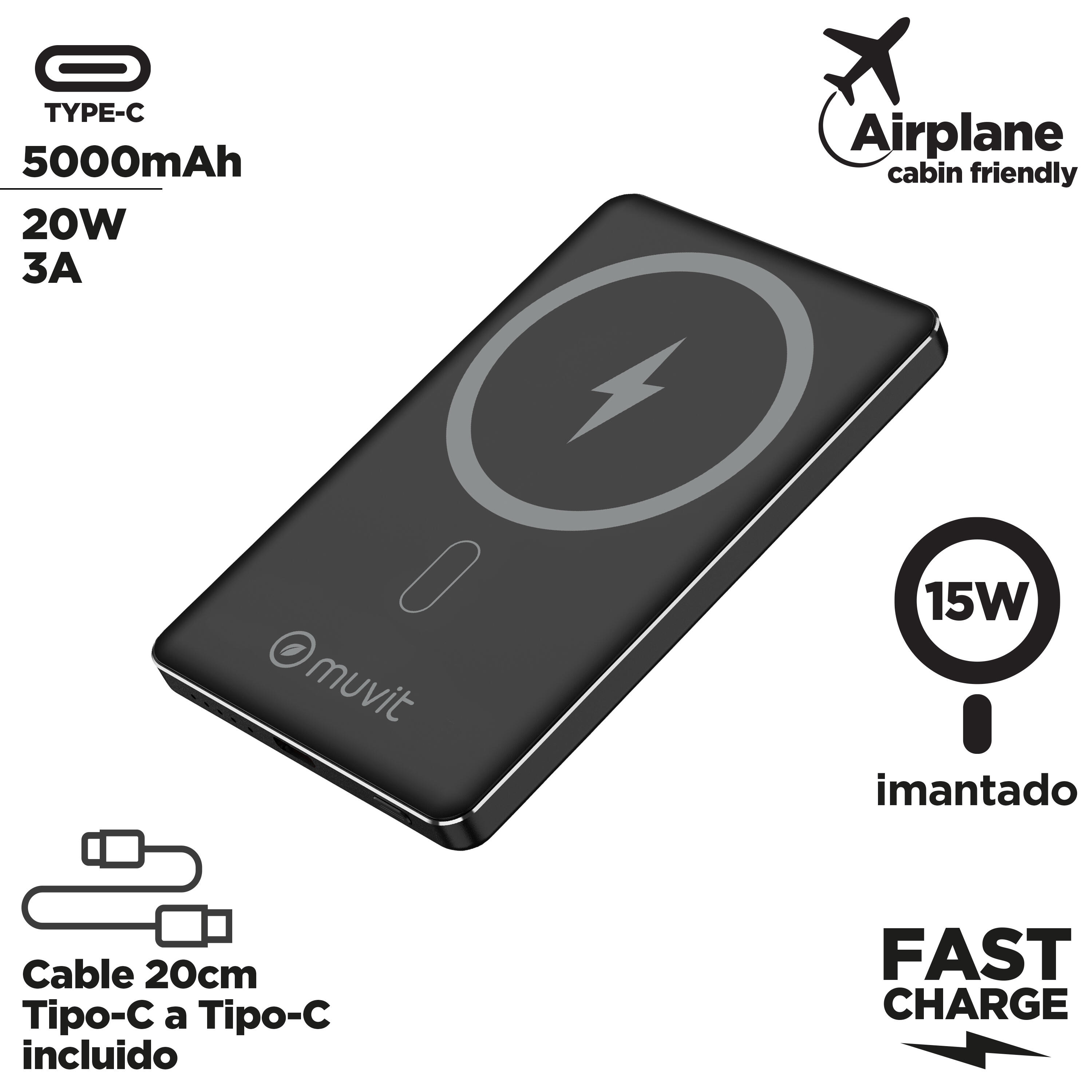 muvit for change power bank Aluminio 5000mAh Magsafe 3/5