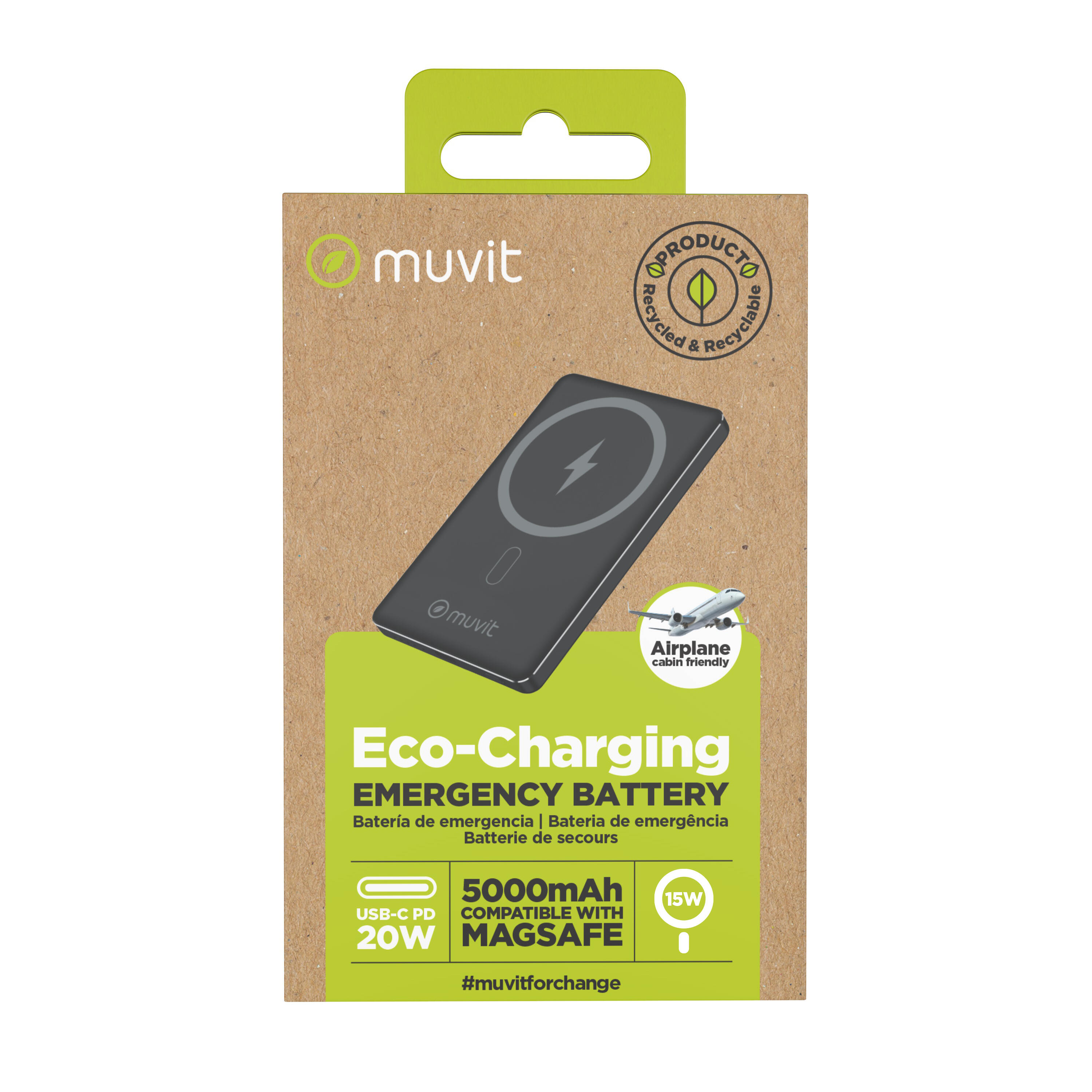 muvit for change power bank Aluminio 5000mAh Magsafe 5/5