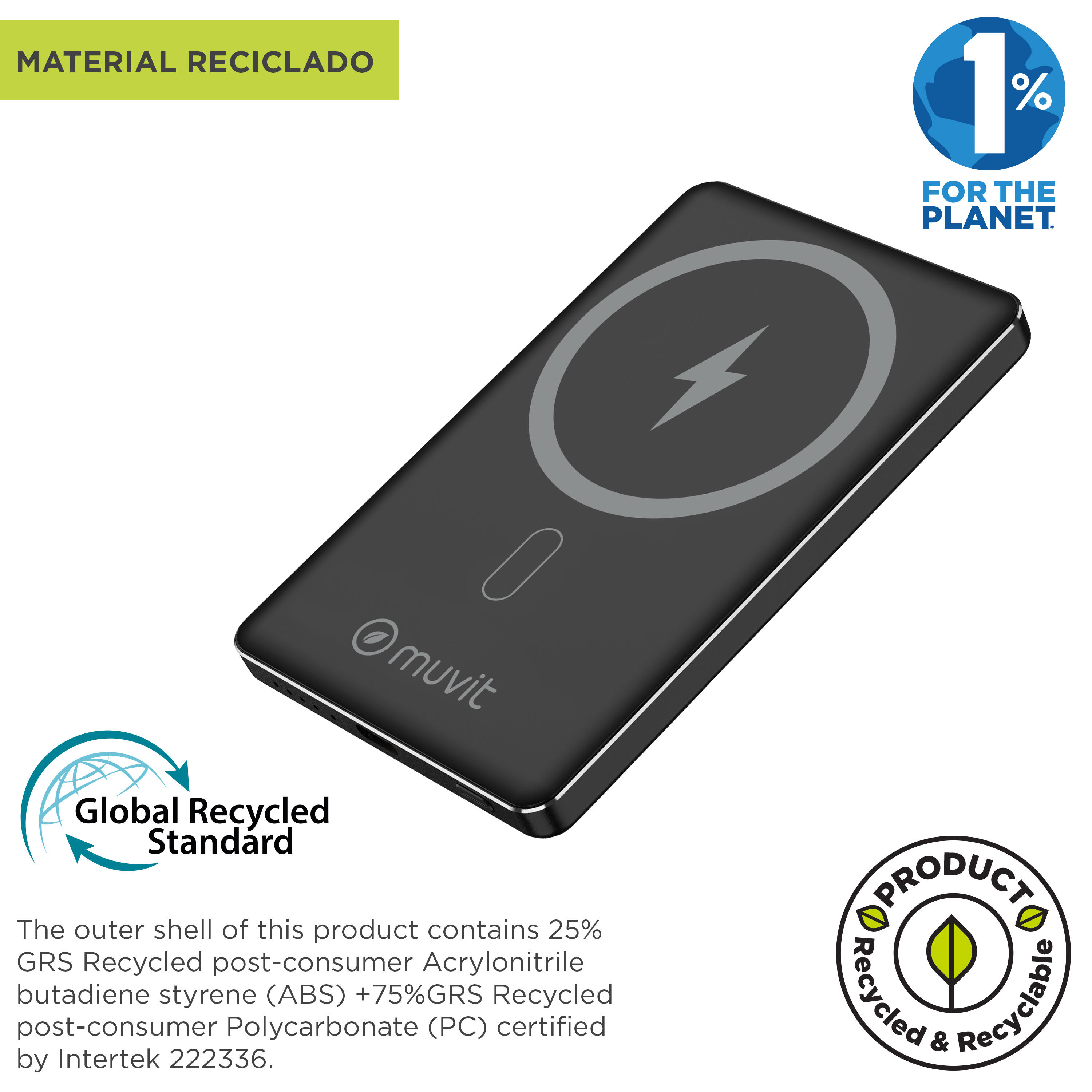 muvit for change power bank Aluminio 5000mAh Magsafe 4/5