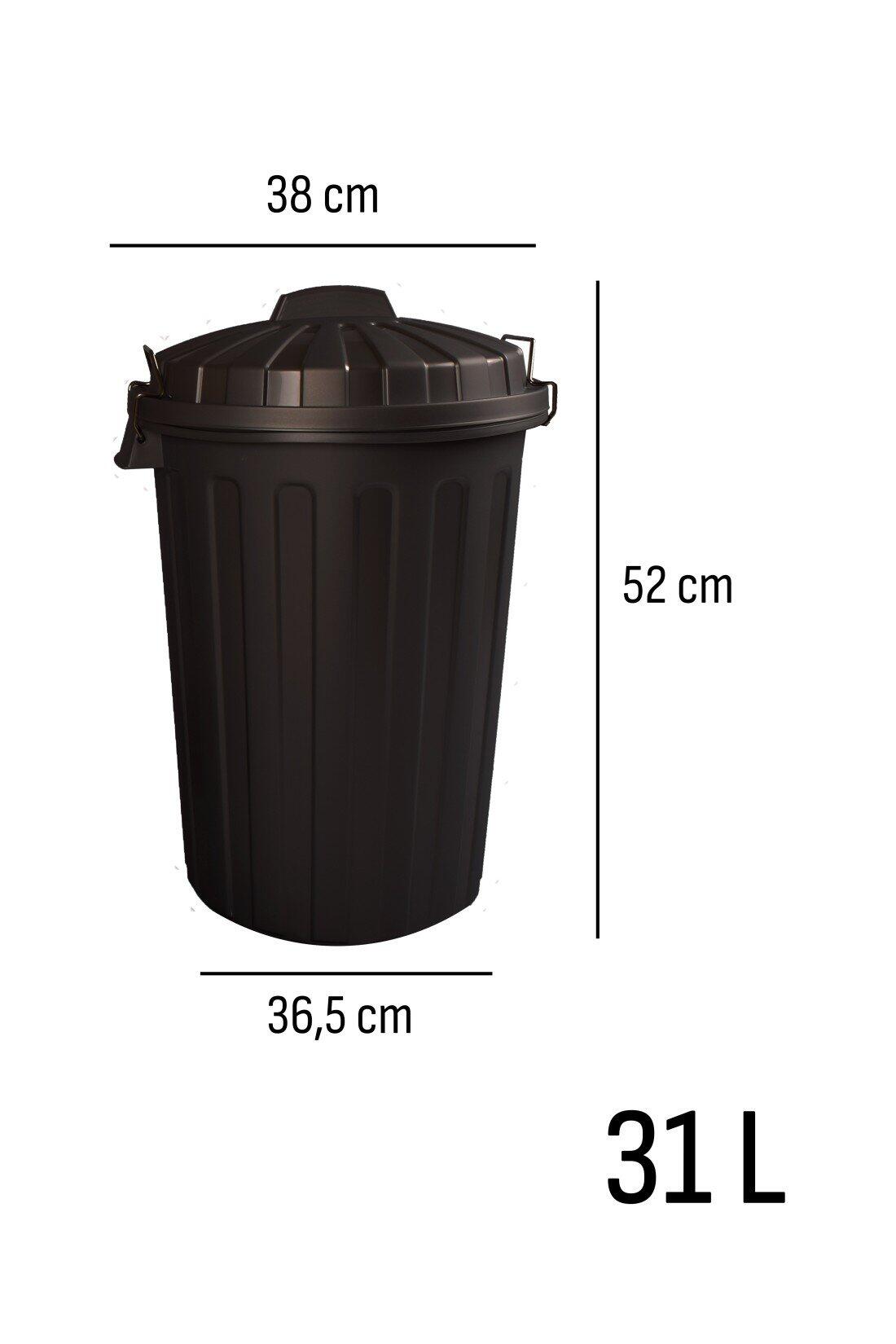 Cubo Basura Diseño  Moderno de plástico  JARDIN202 Negro 31 litros 3/5