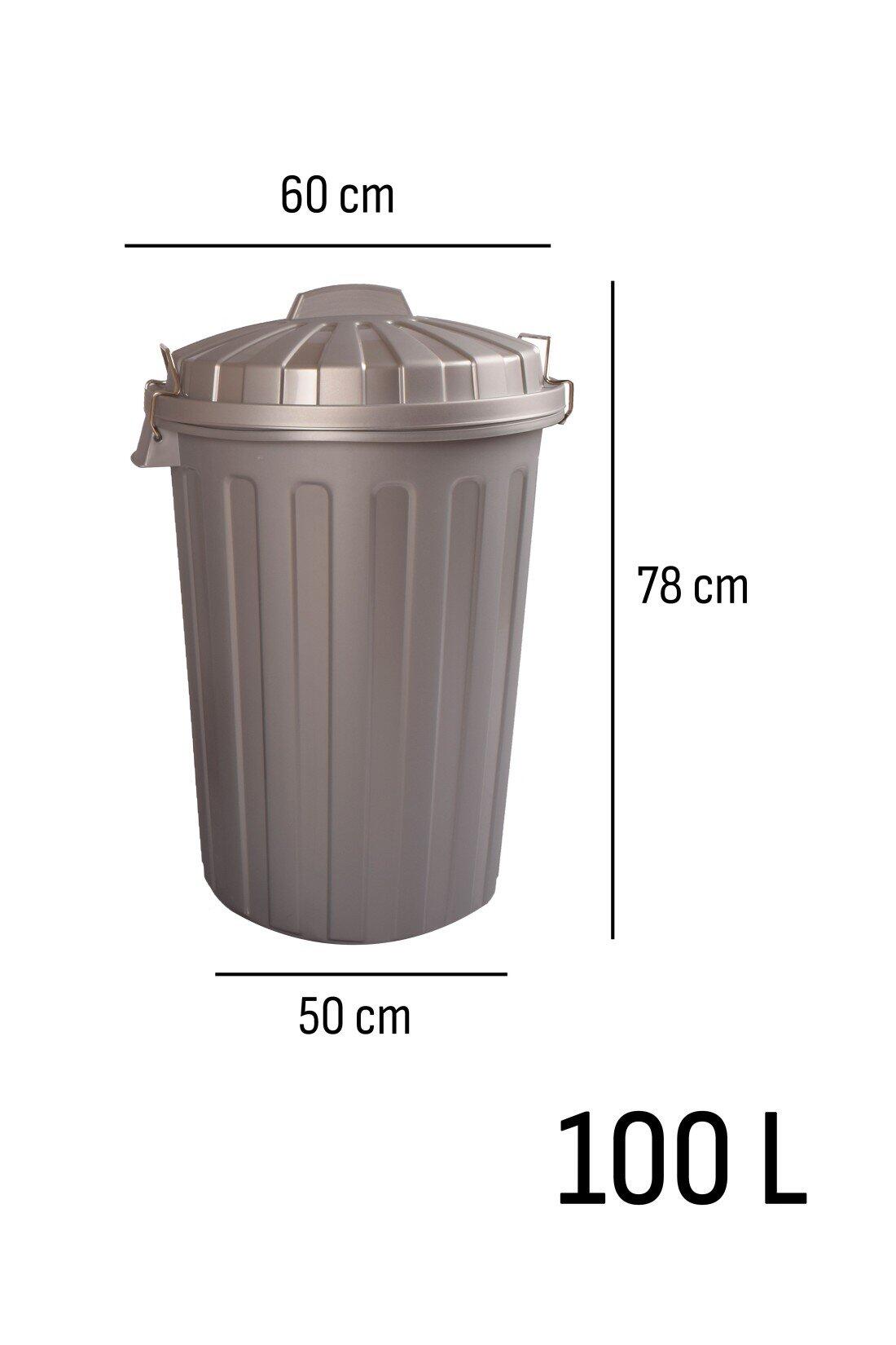 Cubo Basura Diseño  Moderno de plástico  JARDIN202 Plata 100 litros 3/5