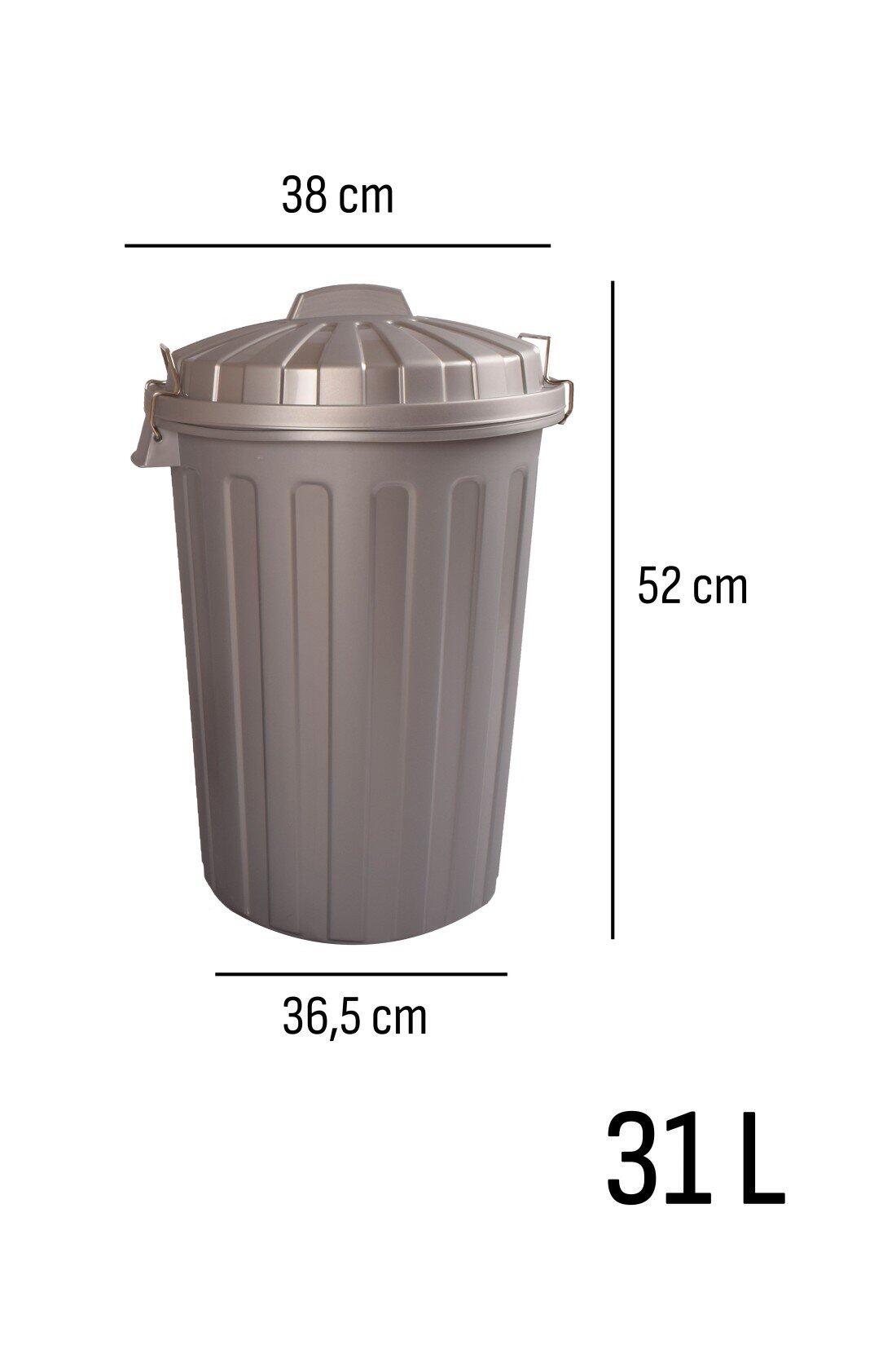 Cubo Basura Diseño  Moderno de plástico  JARDIN202 Plata 31 litros 3/5