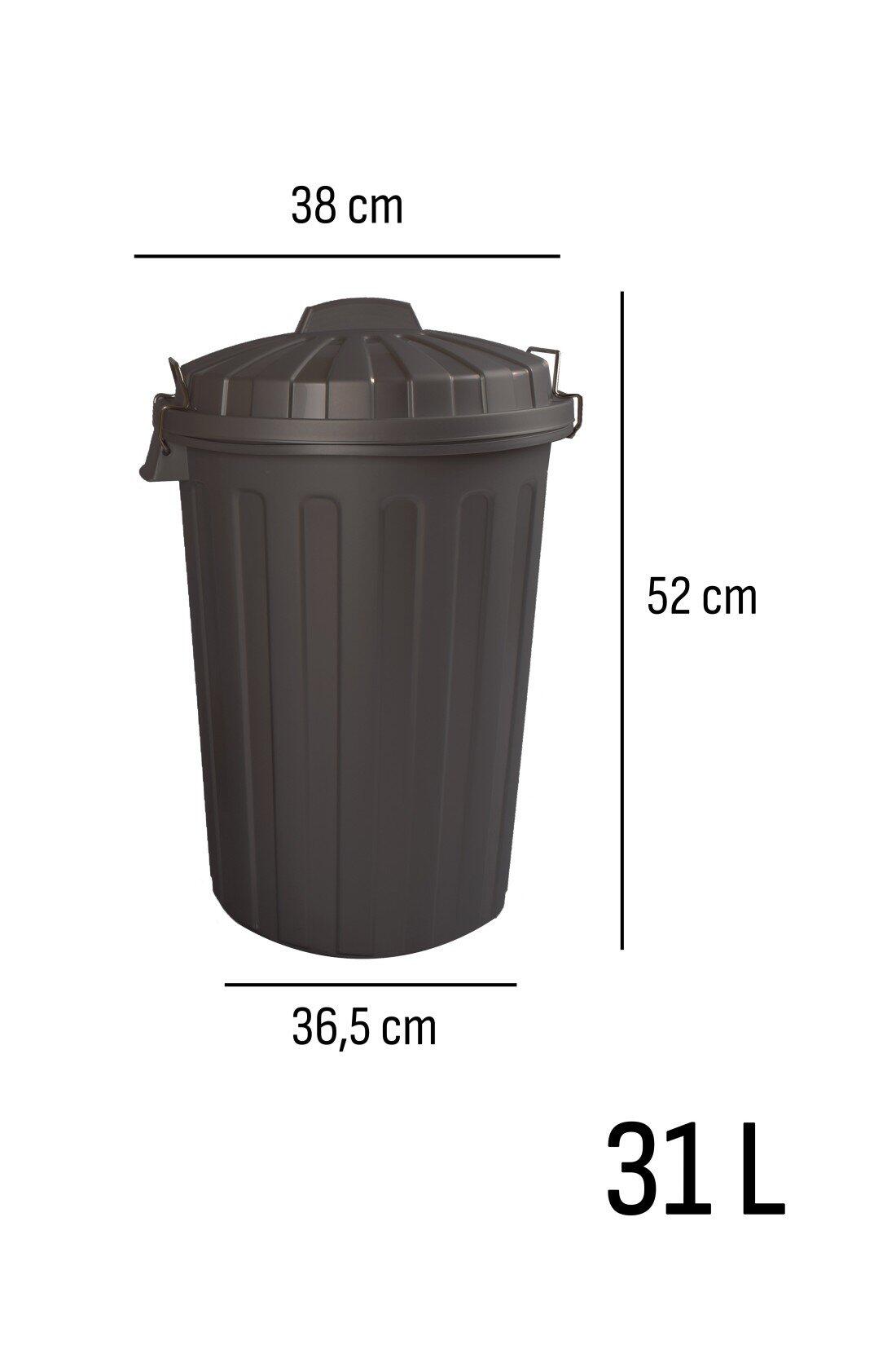 Cubo Basura Diseño  Moderno de plástico  JARDIN202 Gris 31 litros 3/5
