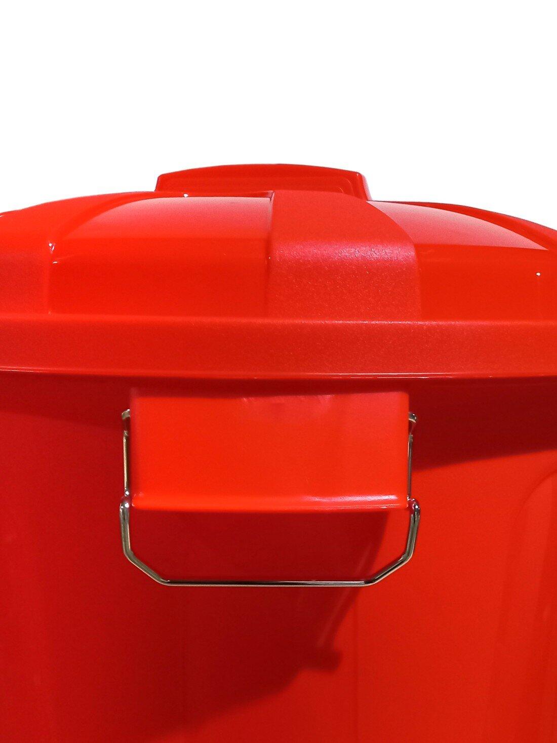 Cubo Basura de plástico con Tapadera | C JARDIN202 Rojo 100 litros 3/5