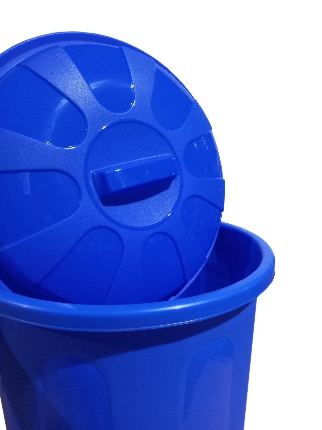 Cubo Basura de plástico con Tapadera | C JARDIN202 Azul 50 litros 4/5