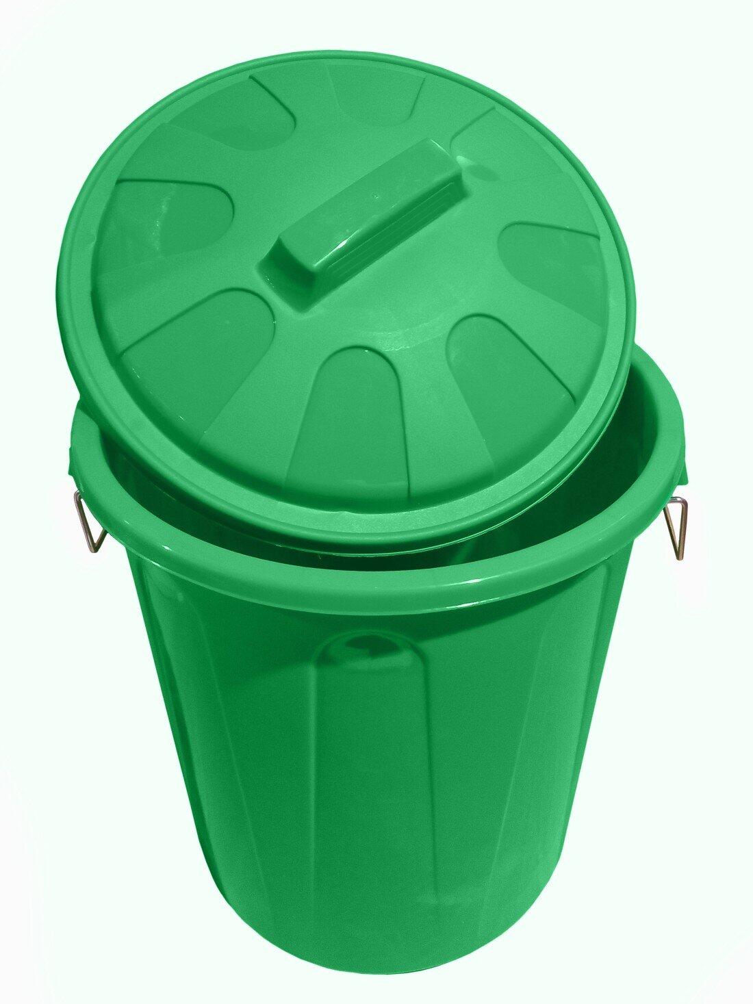 Cubo Basura de plástico con Tapadera | C JARDIN202 Verde 100 litros 4/5