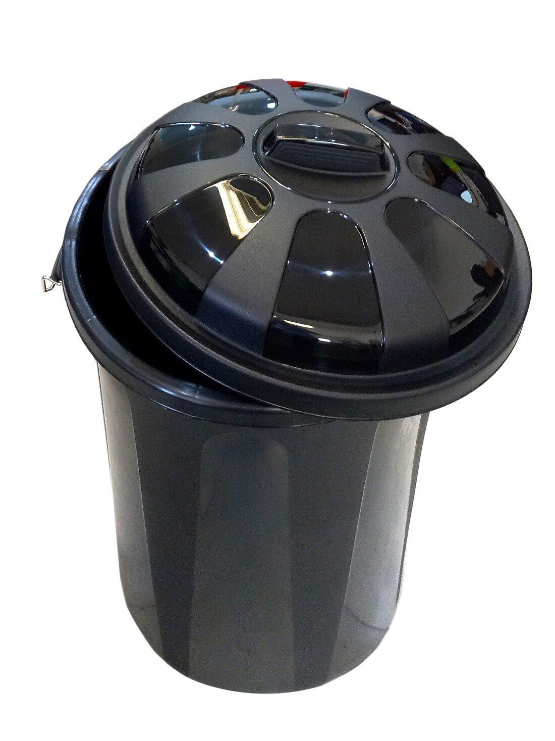Cubo Basura de plástico con Tapadera | C JARDIN202 Negro 50 litros 4/5