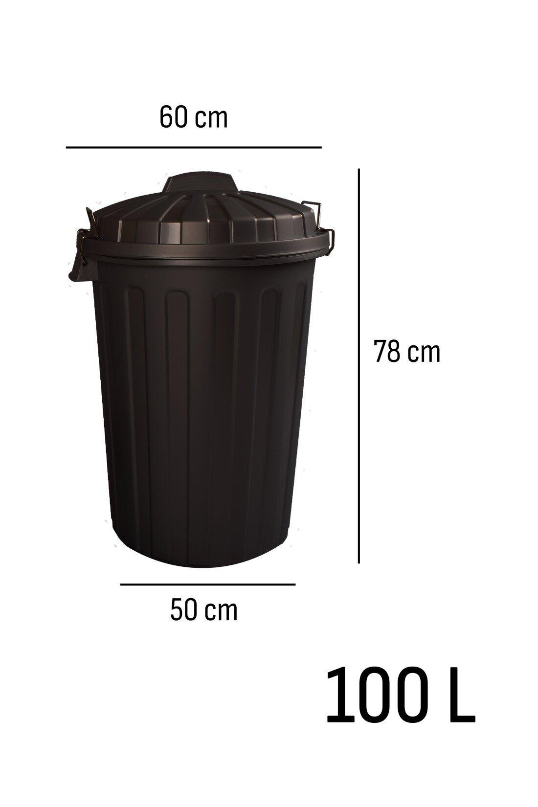Cubo Basura Diseño  Moderno de plástico  JARDIN202 Negro 100 litros 3/5
