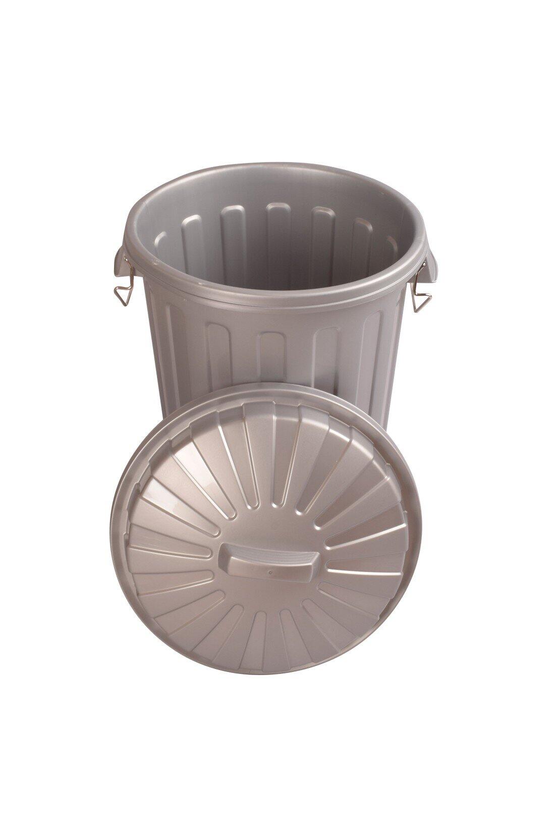Cubo Basura Diseño  Moderno de plástico  JARDIN202 Plata 100 litros 4/5