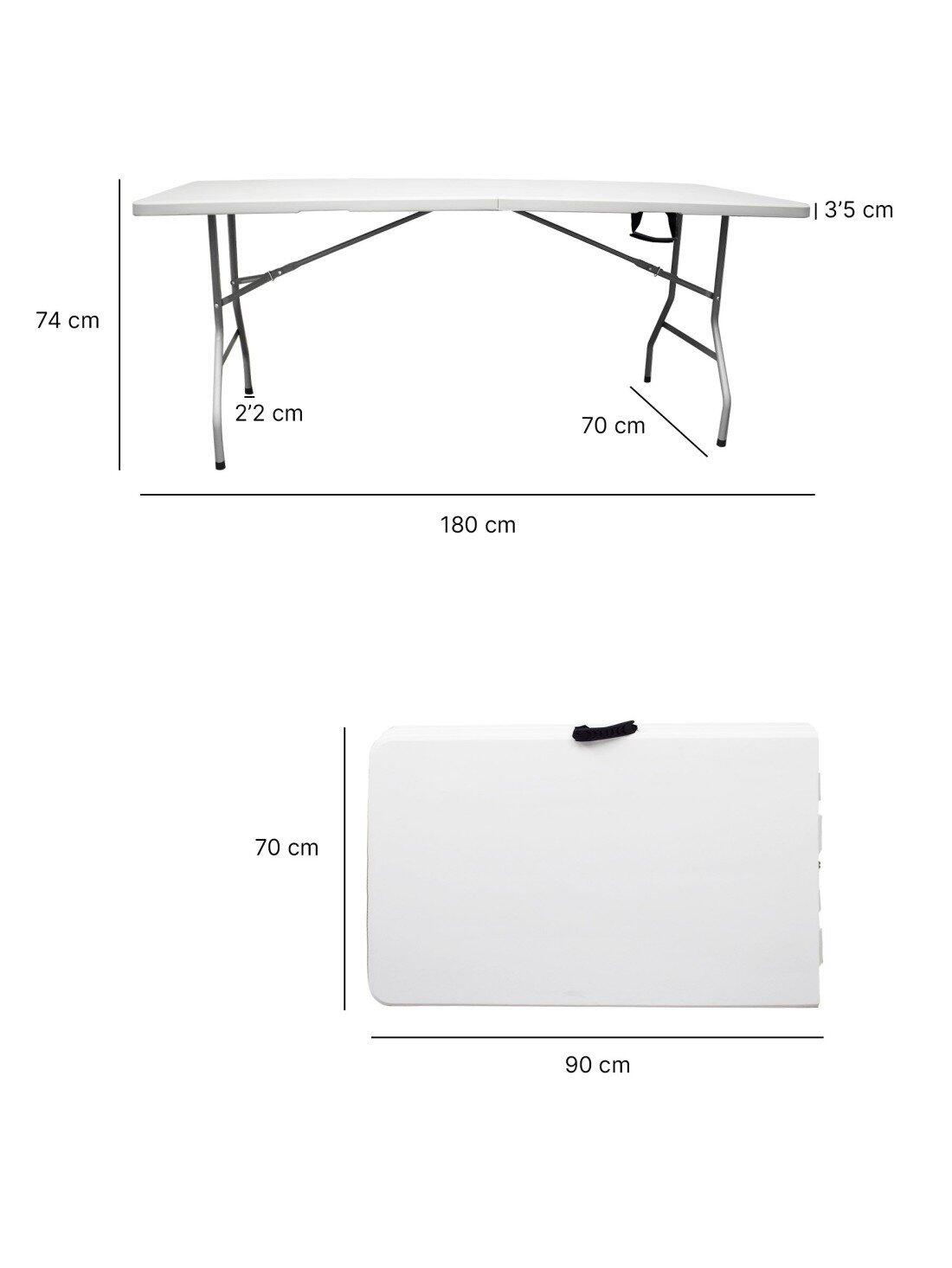 Mesa Plegable Rectangular 180x70x74cm Ca JARDIN202 Blanca Unidad 3/5
