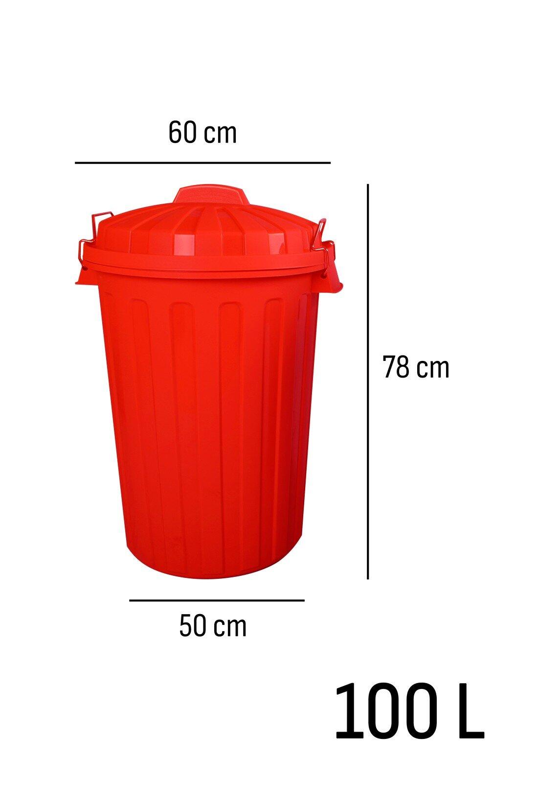 Cubo Basura Diseño  Moderno de plástico  JARDIN202 Rojo 100 litros 3/5