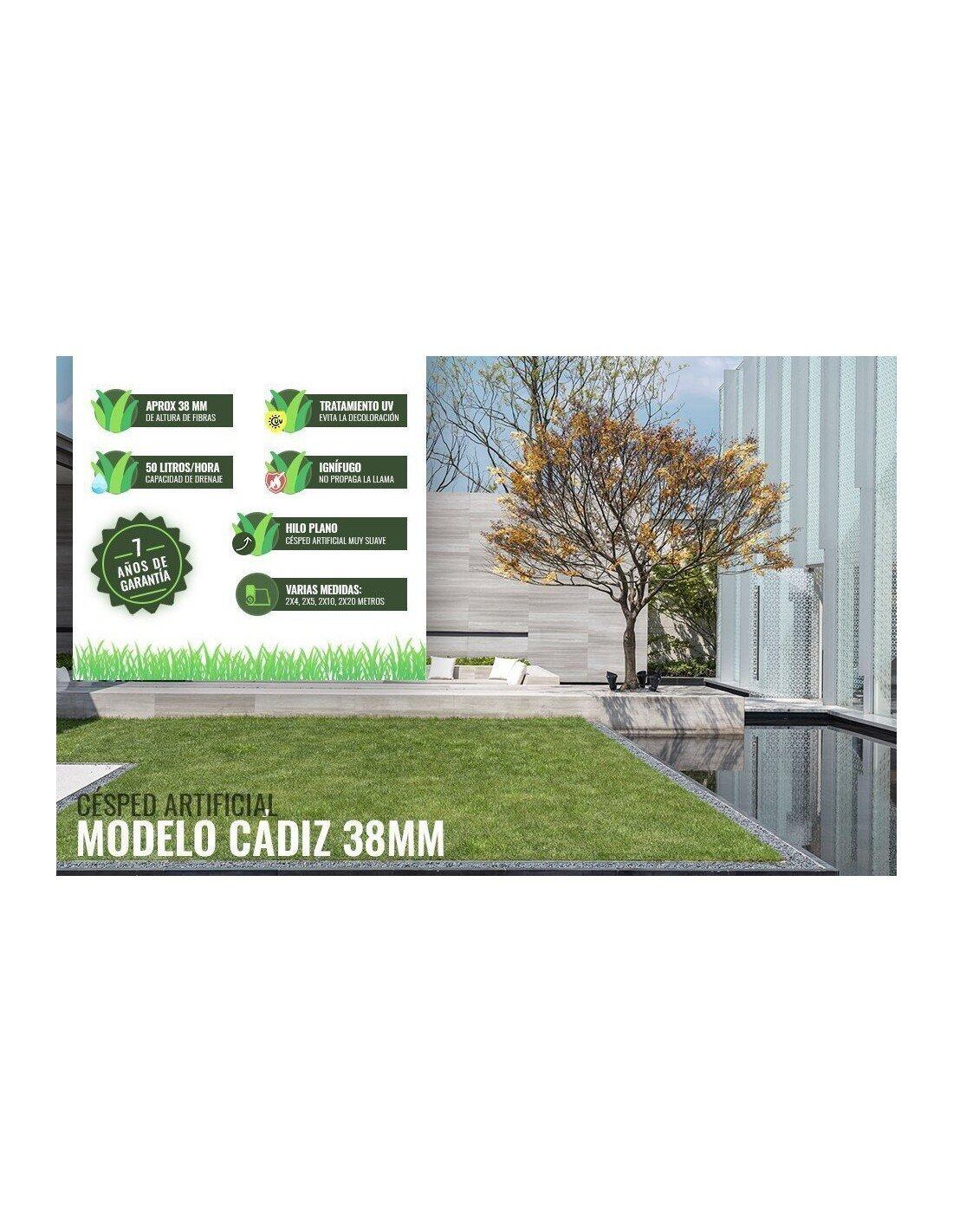 Césped Artificial Cádiz 38mm - Buen Dren JARDIN202 Rollo: 2x10 metros 3/5