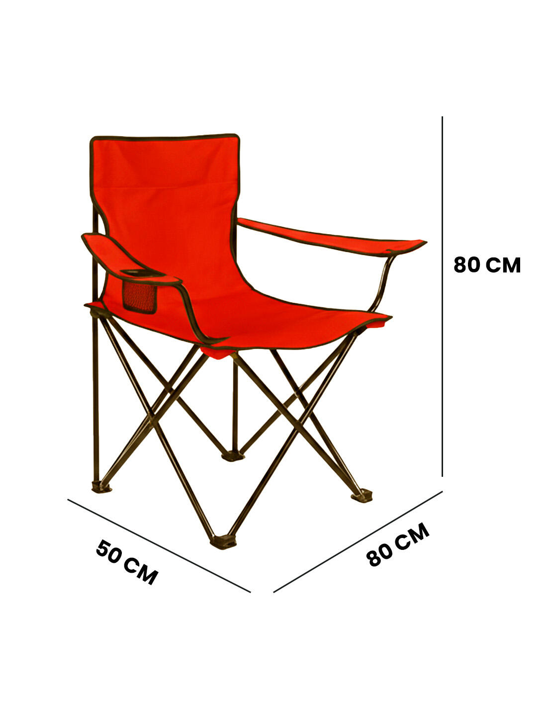 Silla de Camping Plegable de Acero con R JARDIN202 Roja Unidad 3/5