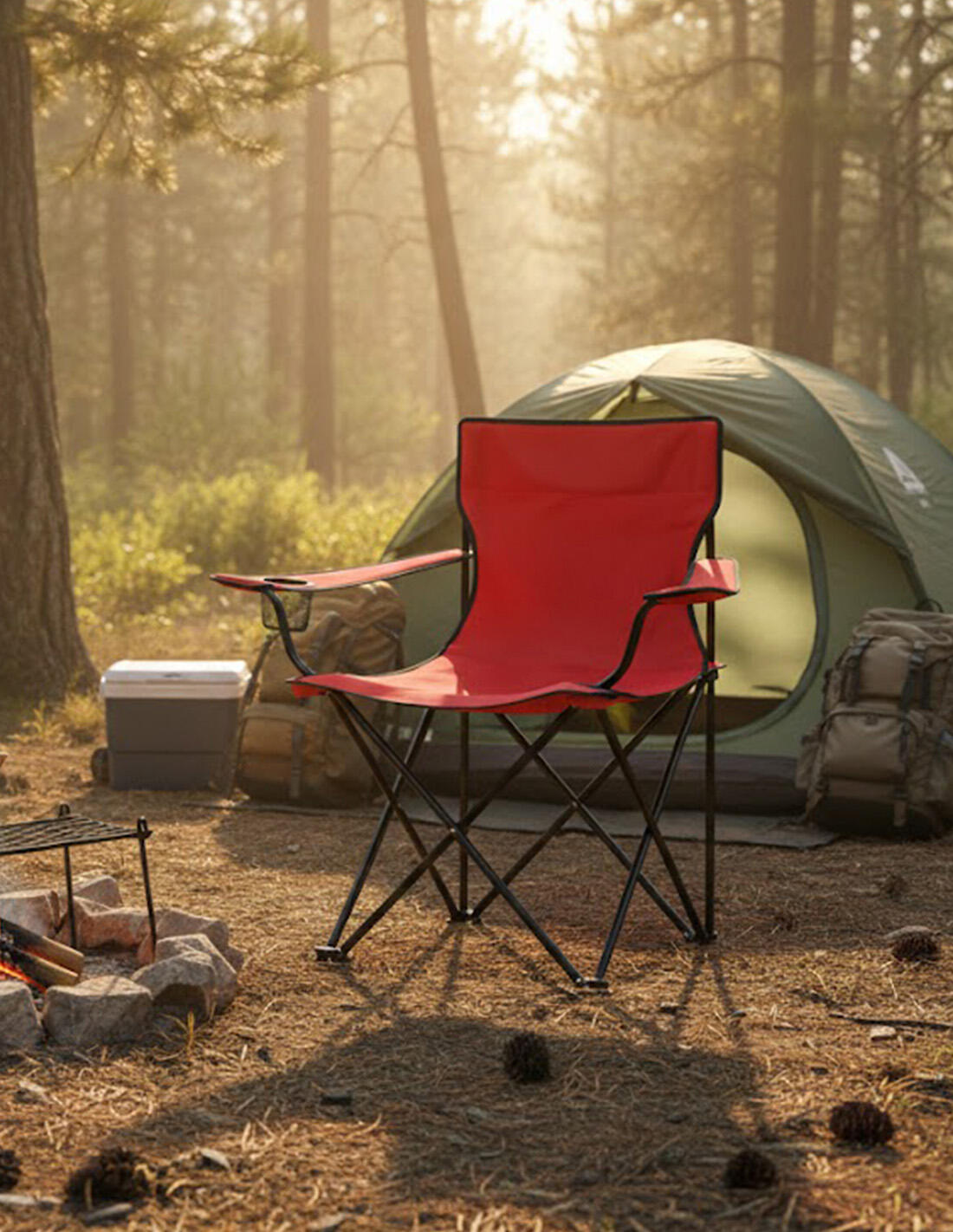 Silla de Camping Plegable de Acero con R JARDIN202 Roja Unidad 5/5