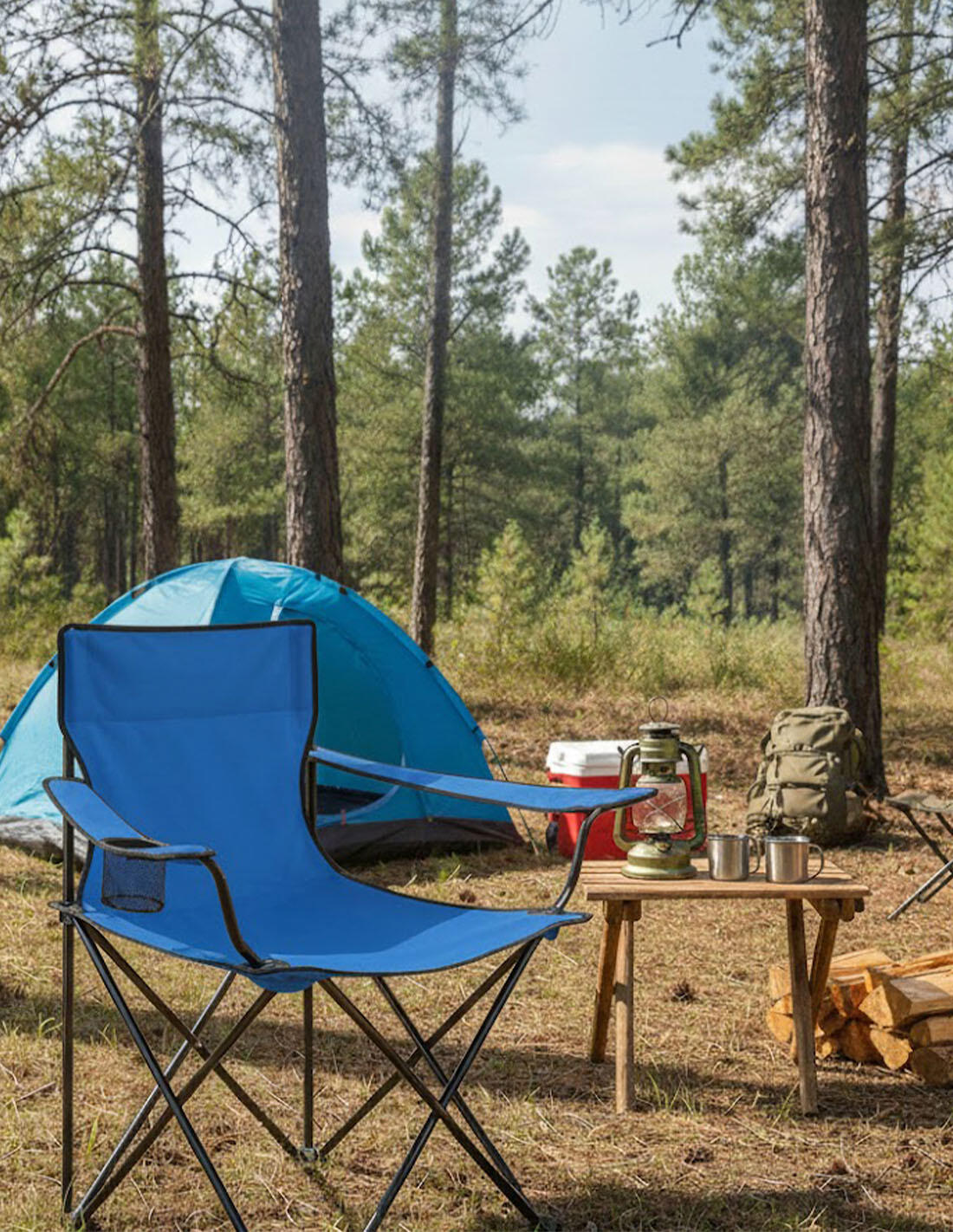 Silla de Camping Plegable de Acero con R JARDIN202 Azul Pack 2 uds 4/5