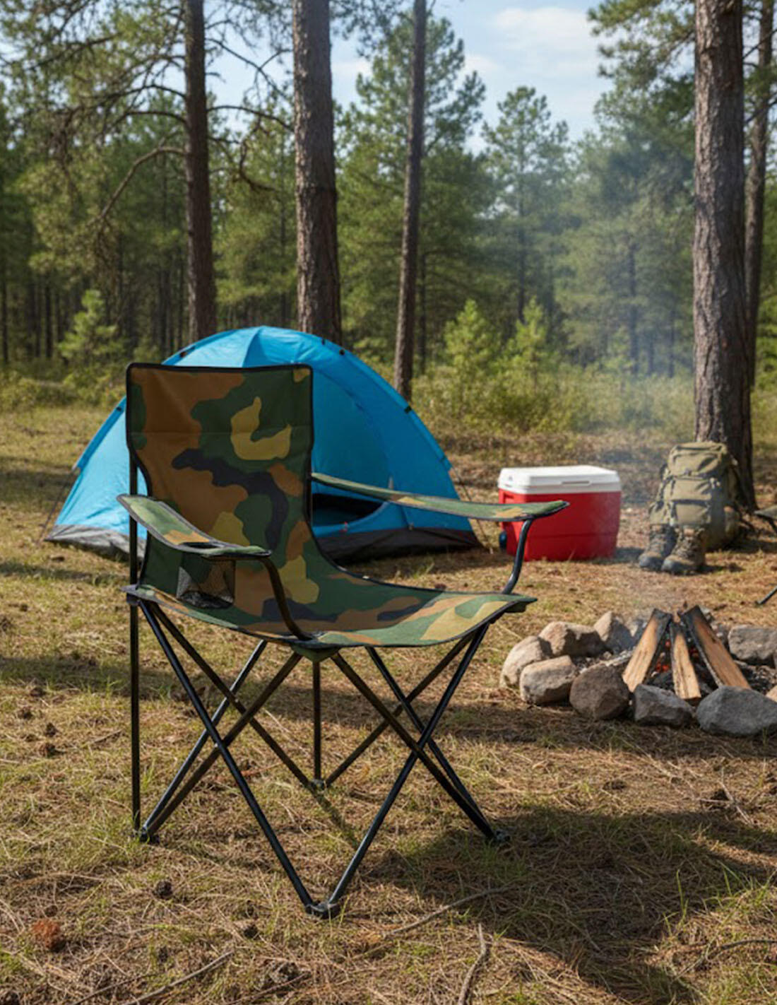 Silla de Camping Plegable de Acero con R JARDIN202 Militar Pack 2 uds 4/5