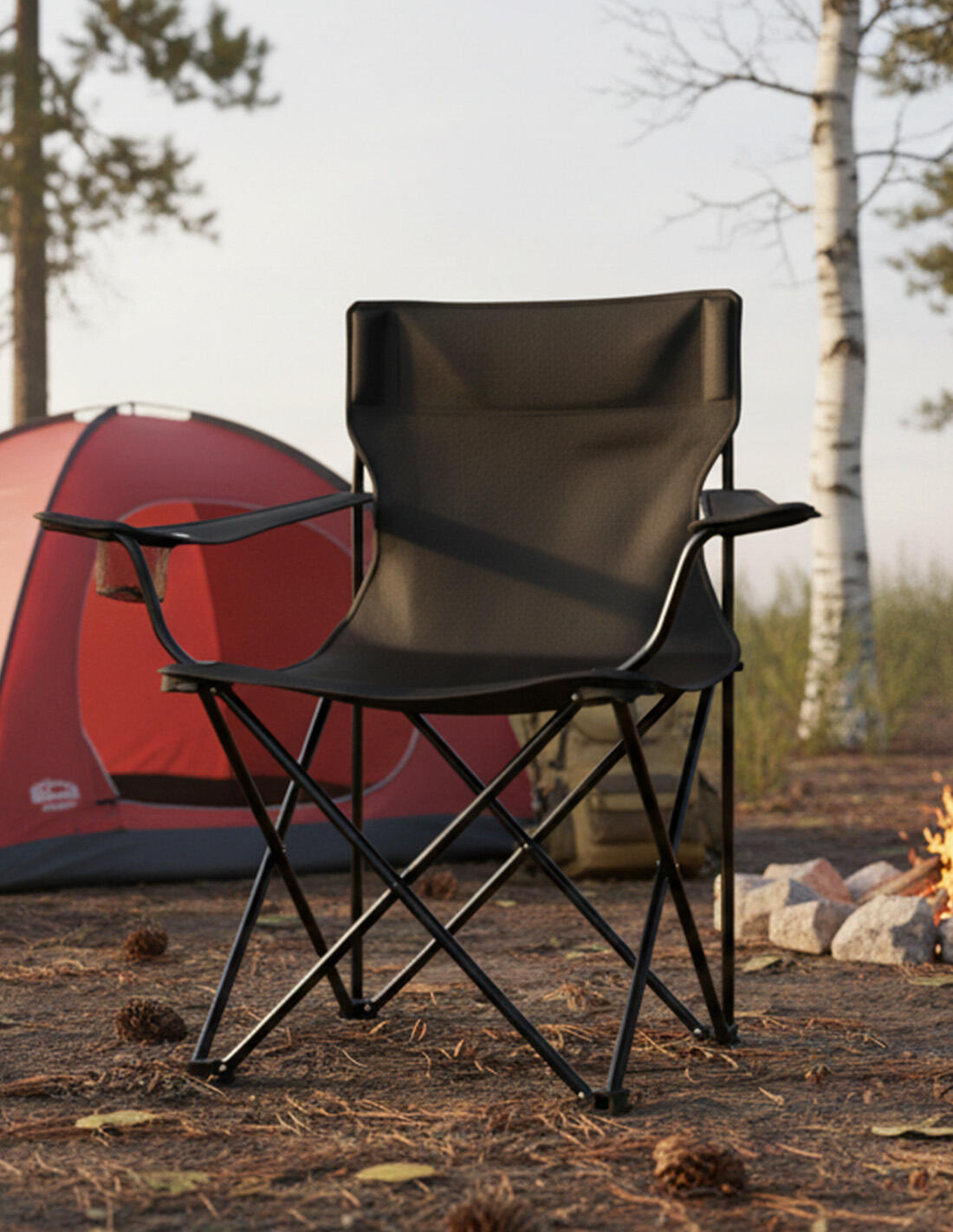 Silla de Camping Plegable de Acero con R JARDIN202 Negra Pack 2 uds 4/5