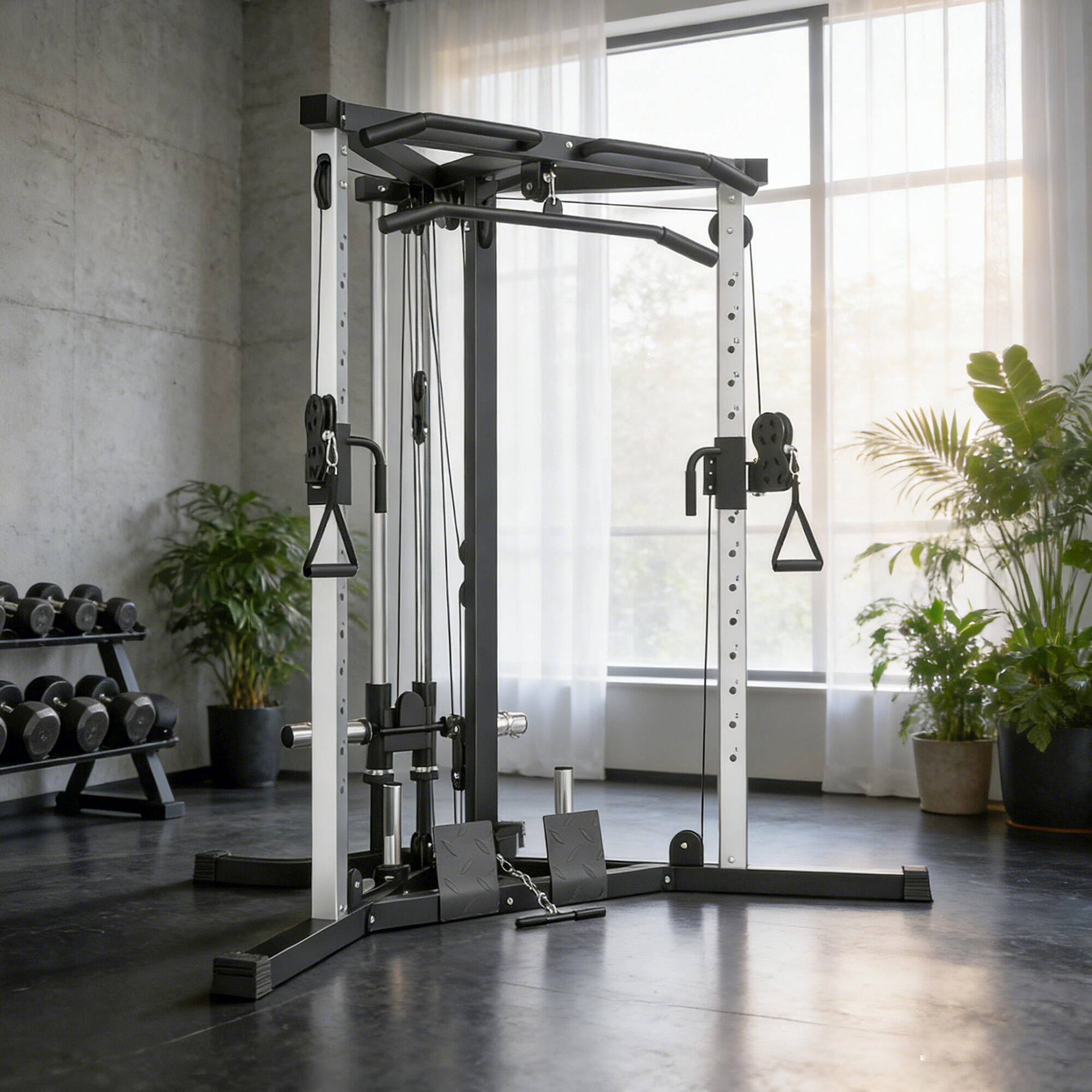 Máquina de multiestación de acero carga 120 kg SPORTNOW 170x139x200 cm negro 4/8