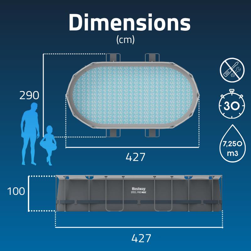 Piscina Desmontable Tubular Bestway Steel Pro Max Oval 427 x 250 x 100 cm con De 3/7
