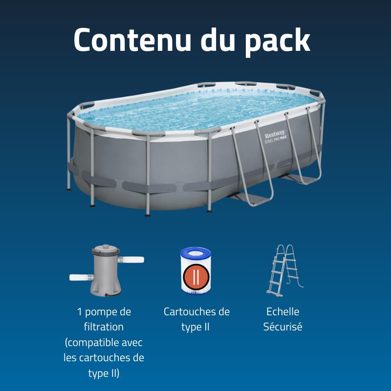 Piscina Desmontable Tubular Bestway Steel Pro Max Oval 427 x 250 x 100 cm con De 4/7