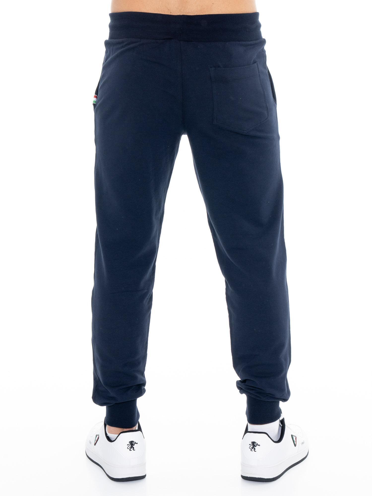 Pantalones básicos de hombre Leone con logo grande en algodón sin cepillar. 4/5