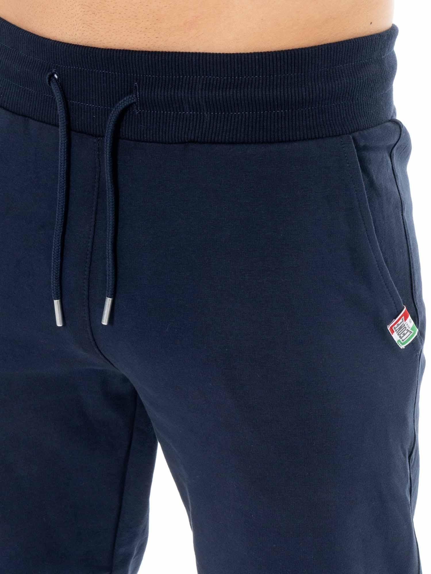 Pantalones básicos de hombre Leone con logo grande en algodón sin cepillar. 3/5