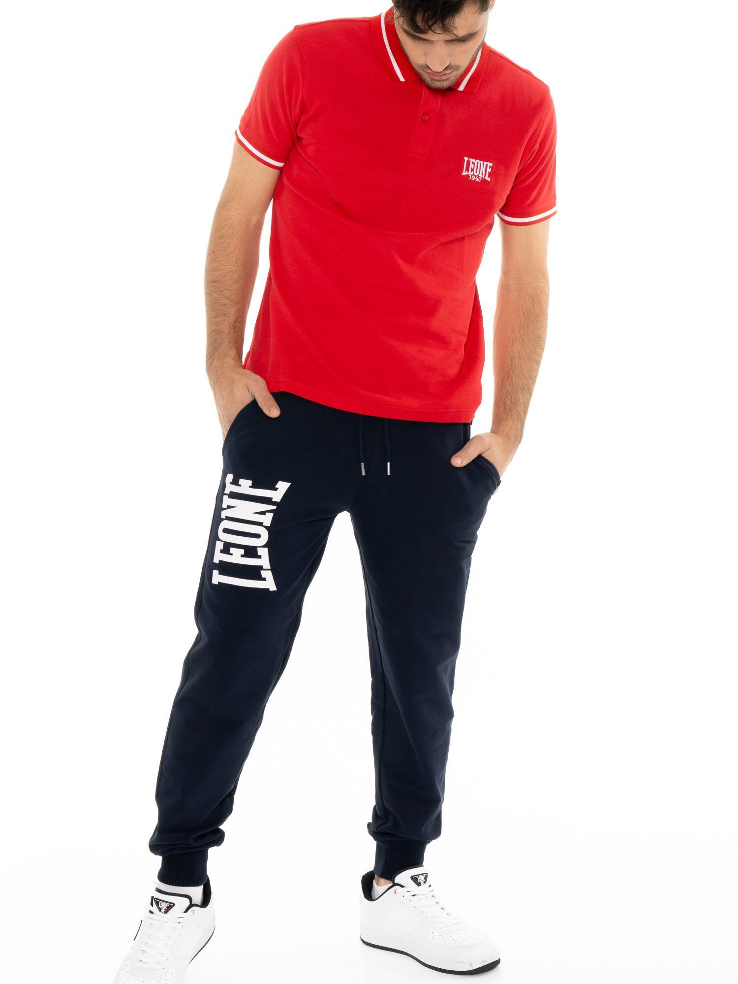 Pantalones básicos de hombre Leone con logo grande en algodón sin cepillar. 5/5