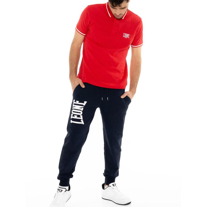 Pantaloni bărbătești Leone Basic cu logo mare din bumbac neperiat