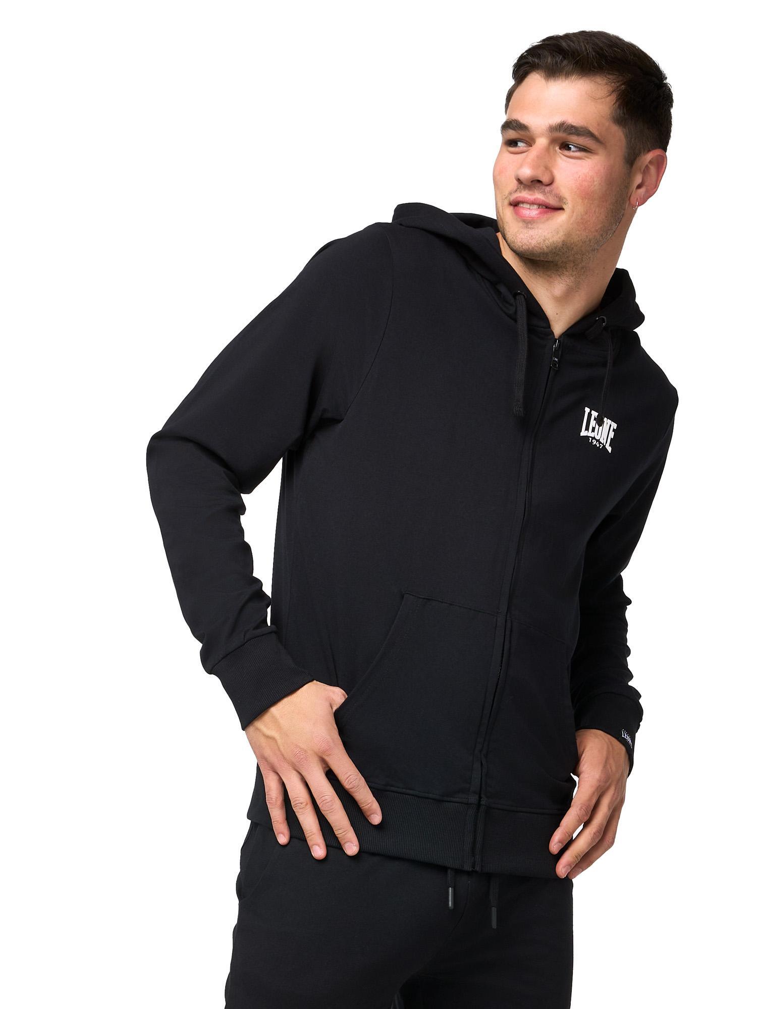 Felpa da uomo con cappuccio e zip non garzata Leone Sporty 3/5
