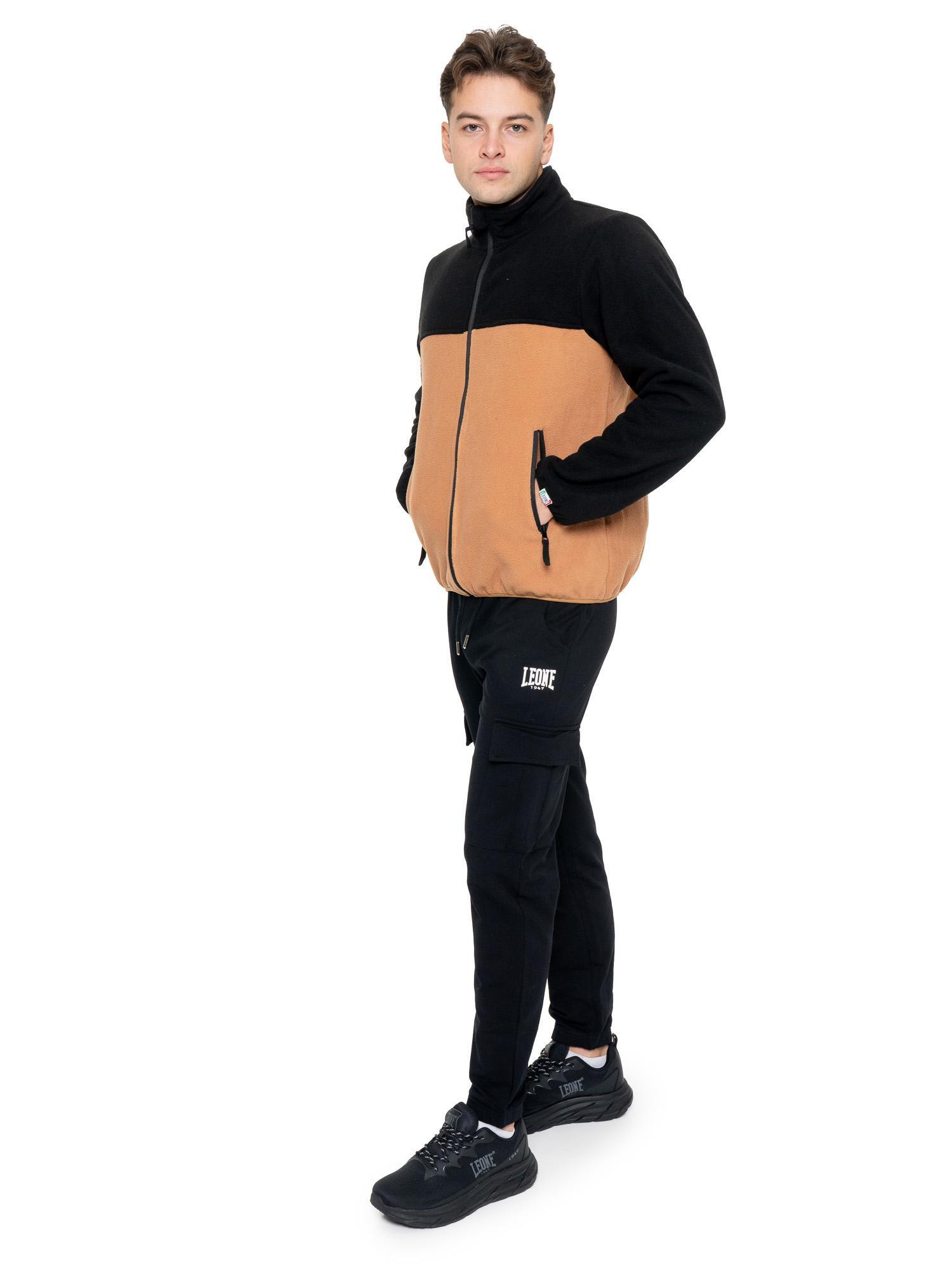 Pile in micropolar collo alto e zip con etichetta Leone 1947 2/5
