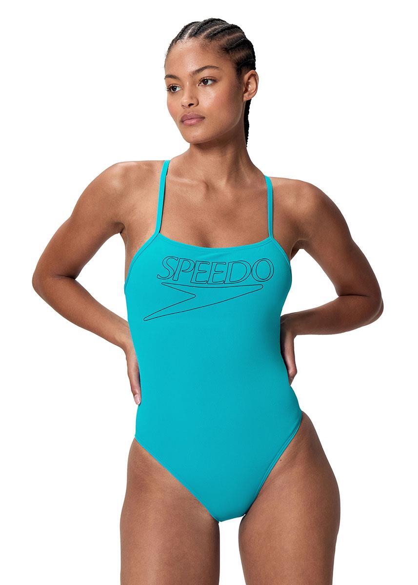 Speedo Endurance+ Logo Thin-Strap Swimsuit with Built-In Bra Mayan