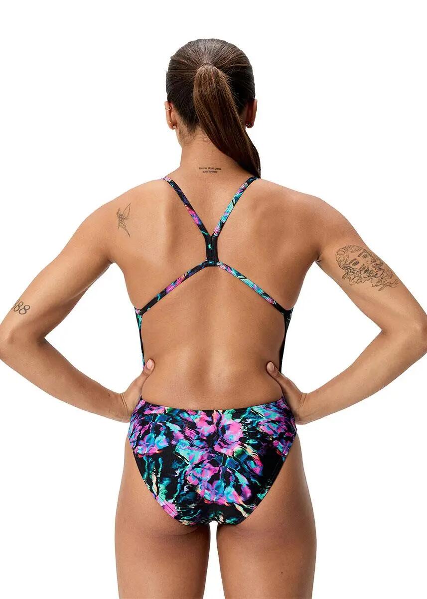 Costum inot femei Speedo FL Printed V-Back 2.0 negru/mov – Endurance+ 2/7