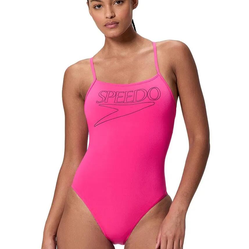 Speedo Endurance+ Thin Strap Swimsuit, Pink, UK 32