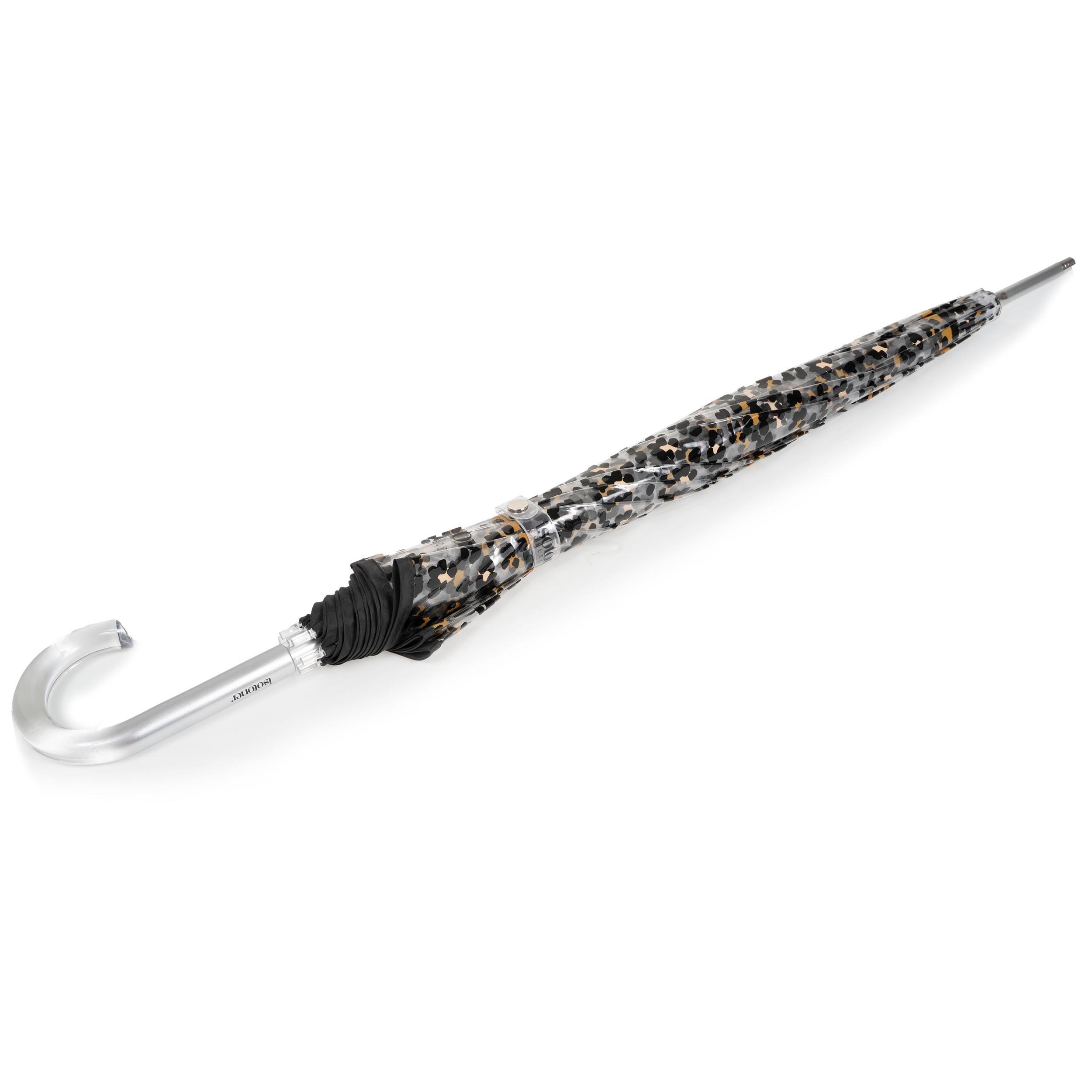Ombrello a campana trasparente PVC/Nero leopardato 3/5