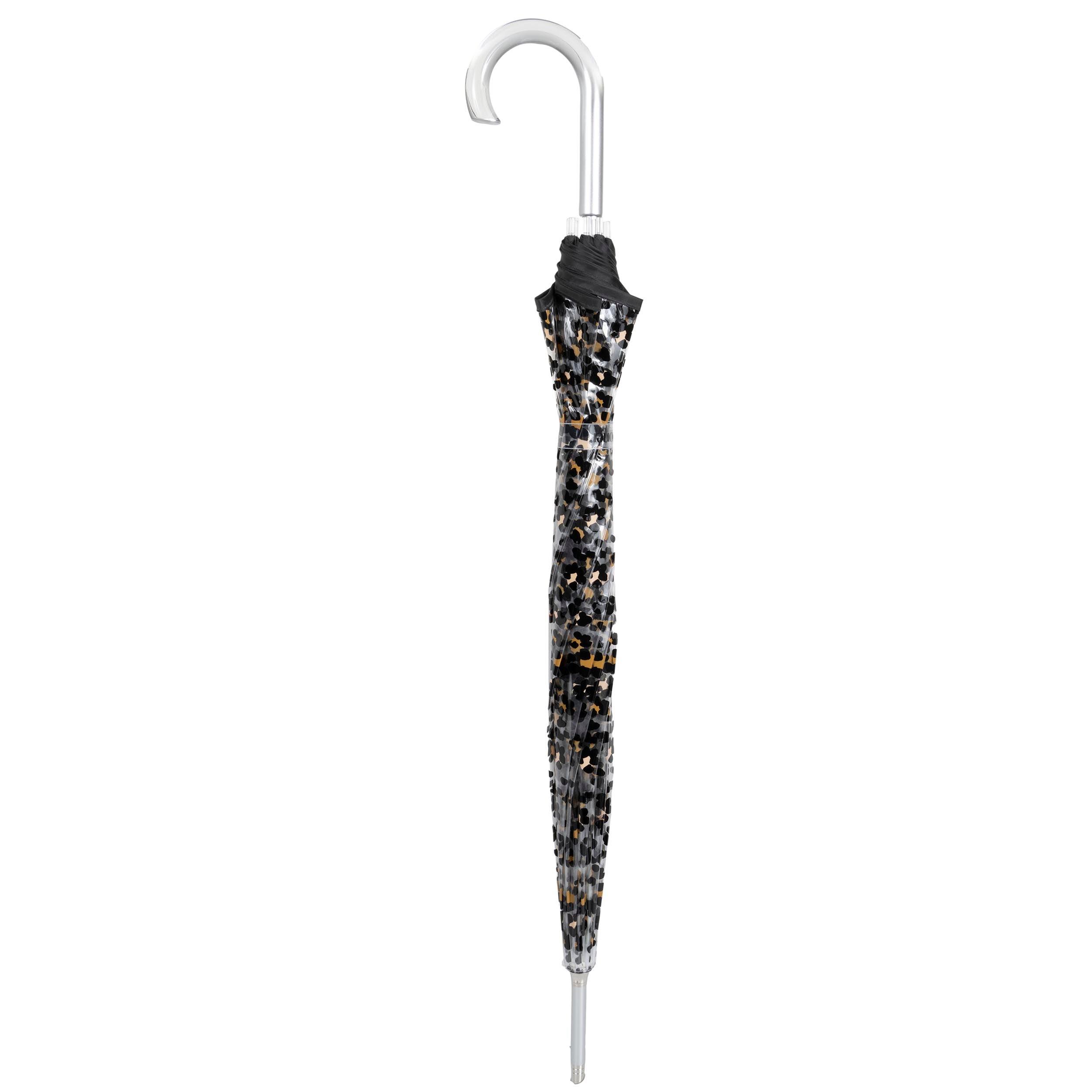 Ombrello a campana trasparente PVC/Nero leopardato 5/5