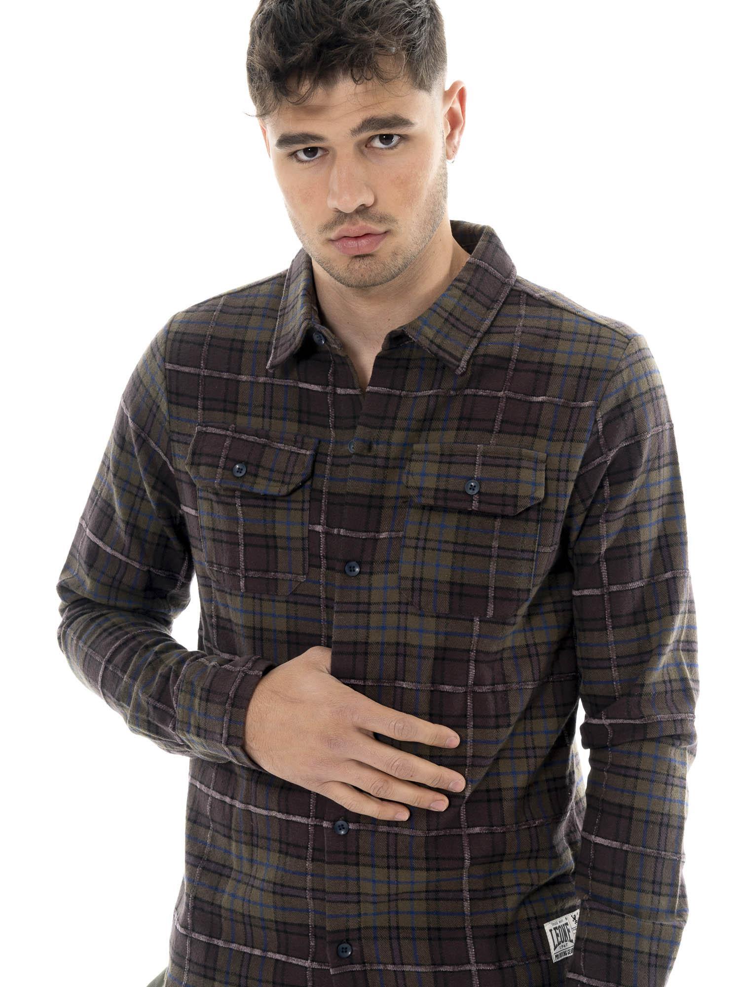 Chemise en flanelle imprimée logo Leone 1947 Vintage Dept. pour homme, taille L 5/5