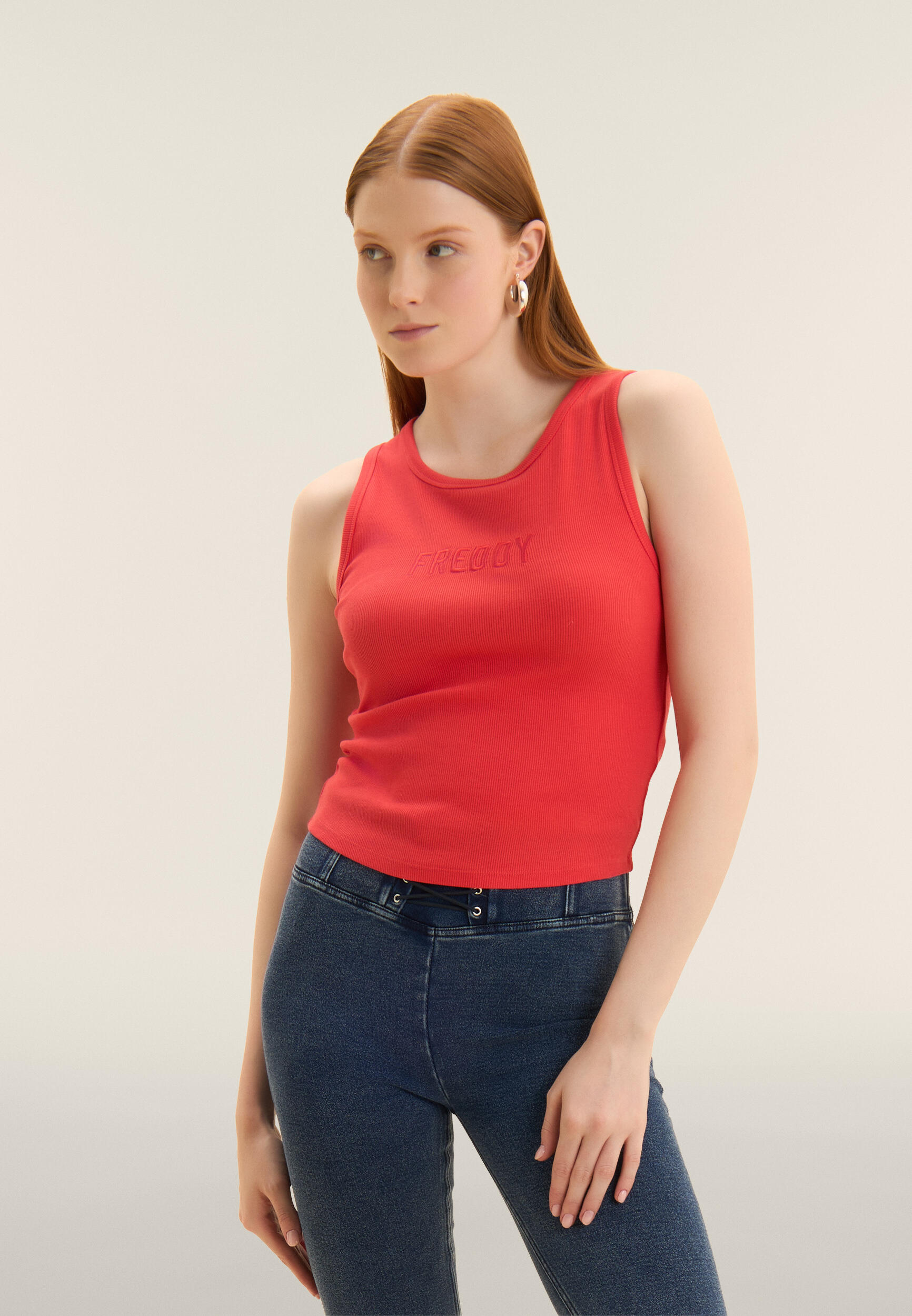 Canotta Cropped con logo FREDDY ricamato 2/4