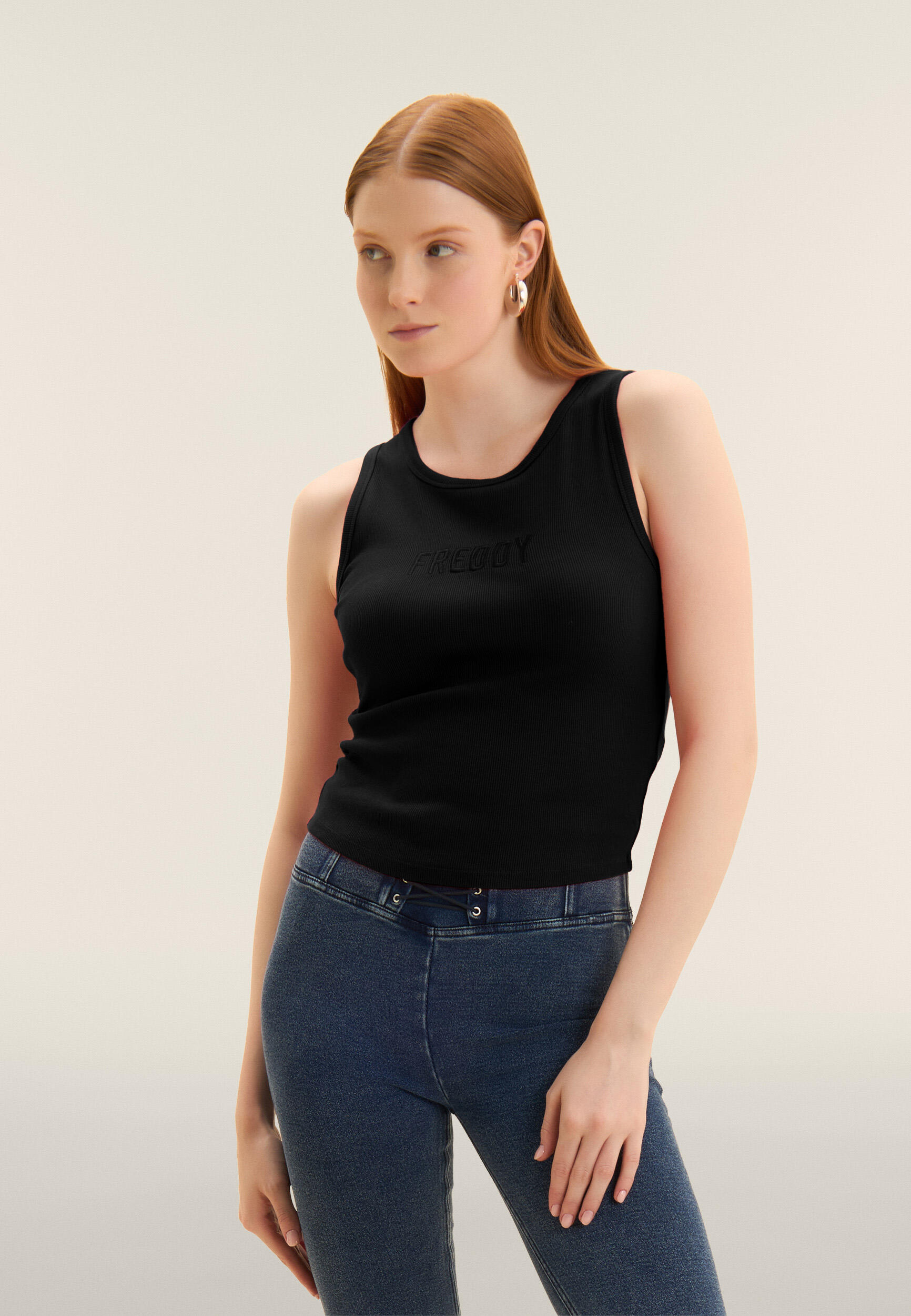 Canotta Cropped con logo FREDDY ricamato 2/4