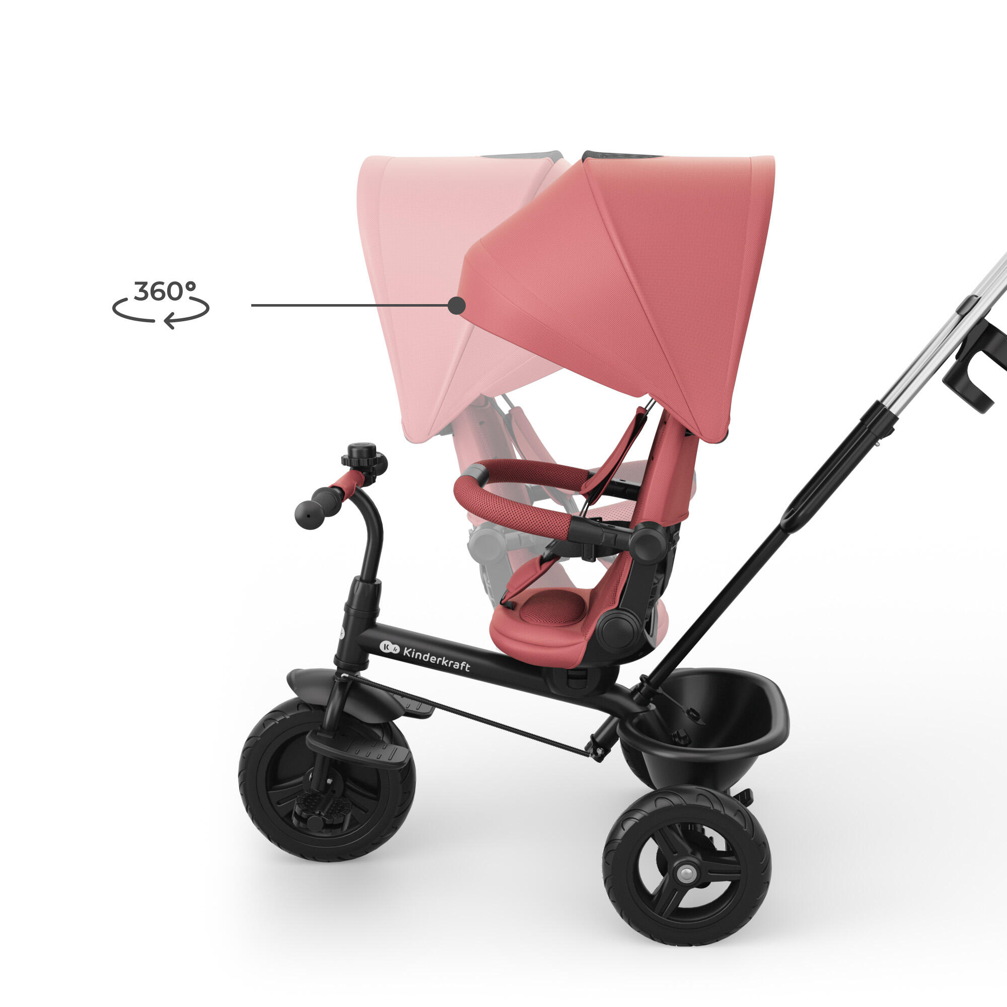 Tricicletă KinderKraft ASTON 2 PLUS ROZ 4/12