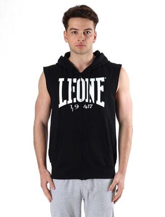 Leone Basic Herren-Kapuzenpullover mit Reißverschluss, ärmellos