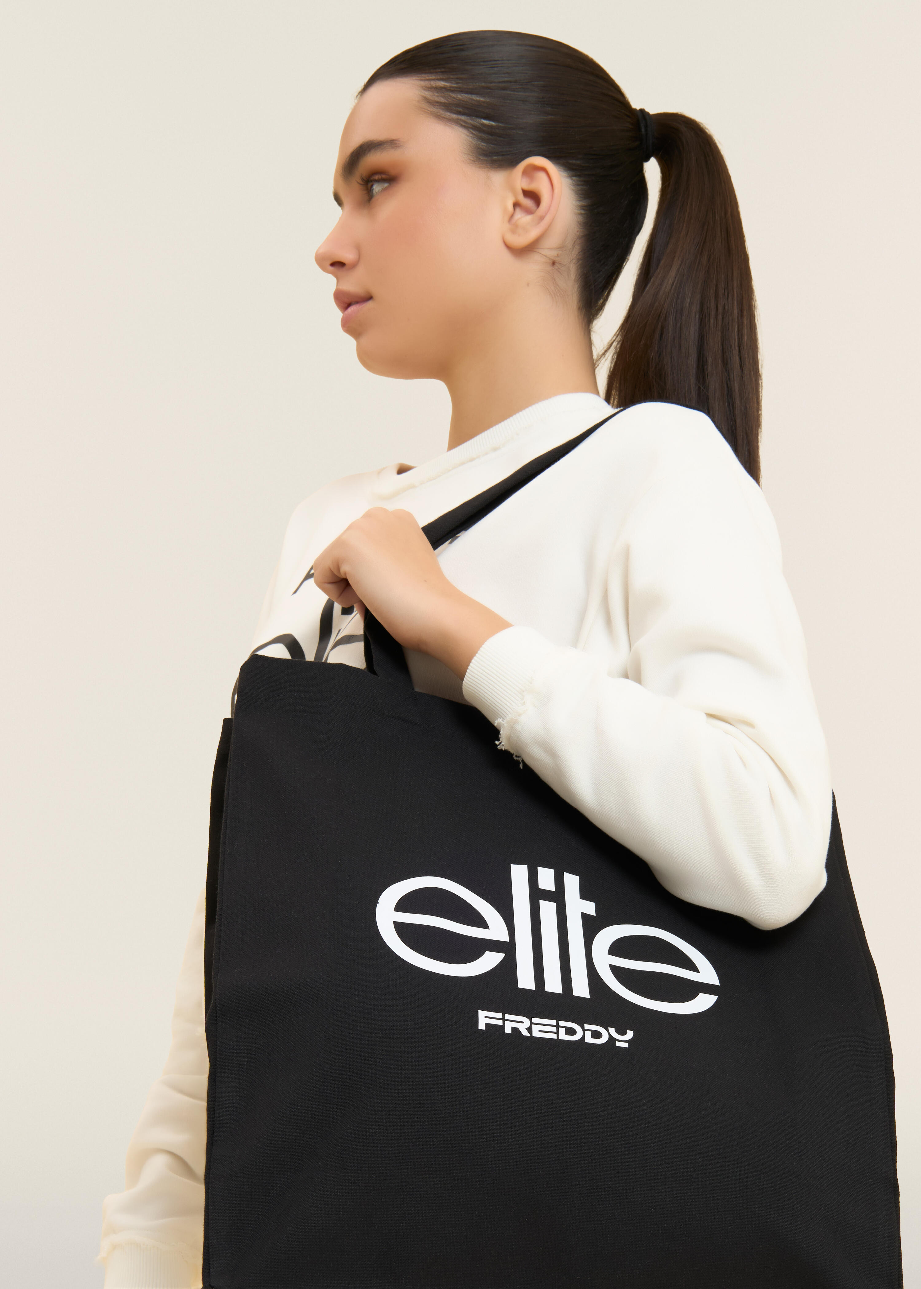 Shopper Unisex Elite x Freddy in Canvas Nero 2/4