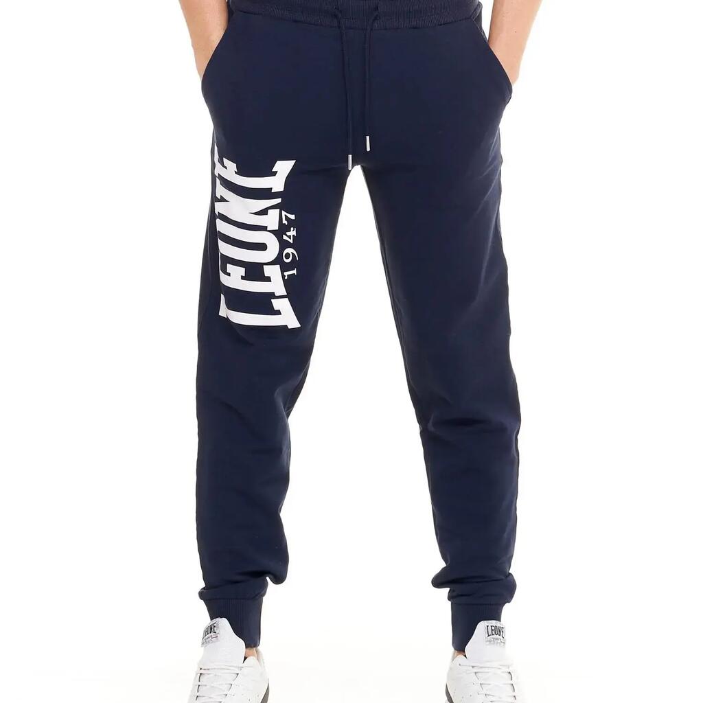 Leone Basic men's trousers with large logo in unbrushed cotton